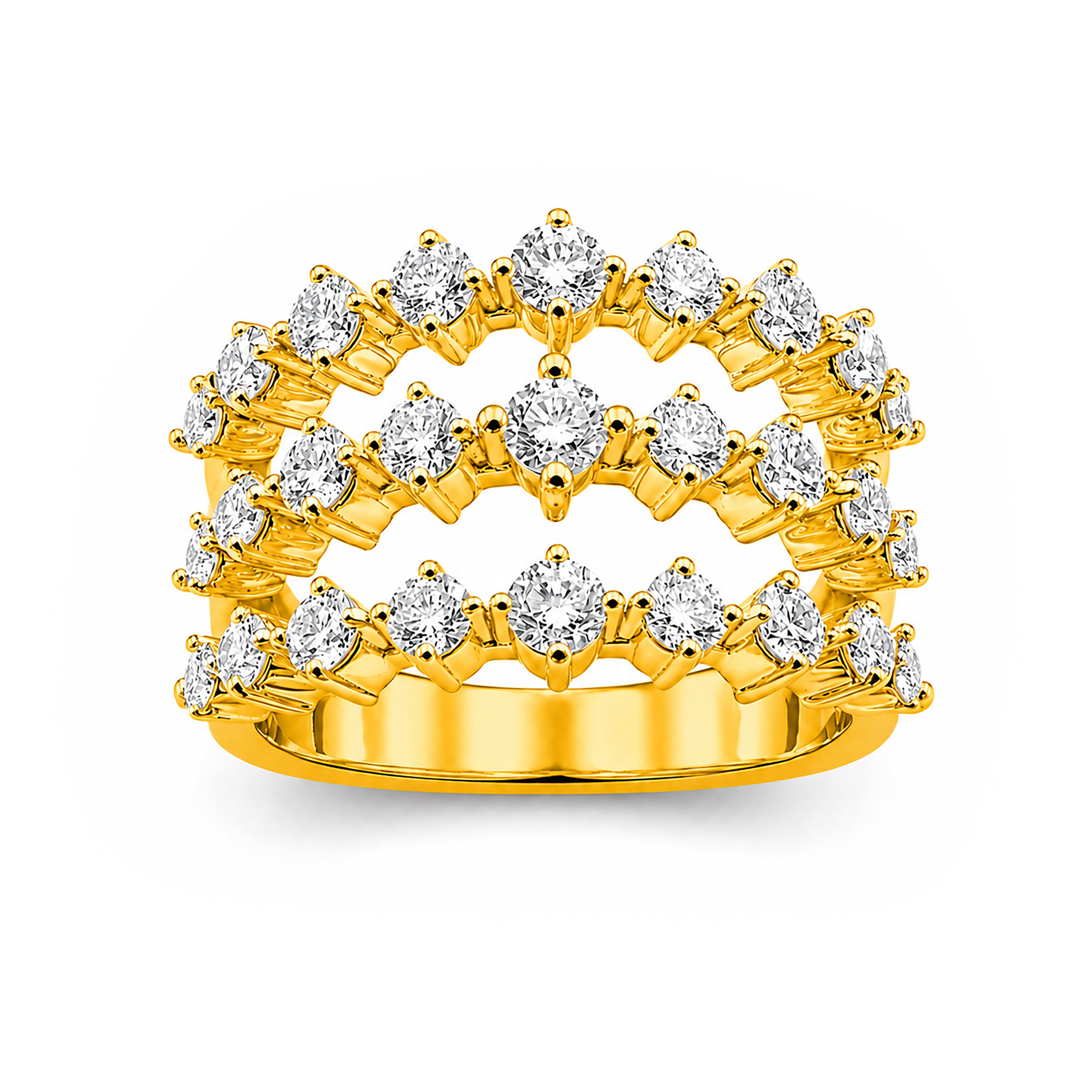 Venturant Lab Grown Diamond (F/VS+) 3.00 carat Round cut Sterling Silver Ring - Sterling Silver | Gold over Silver