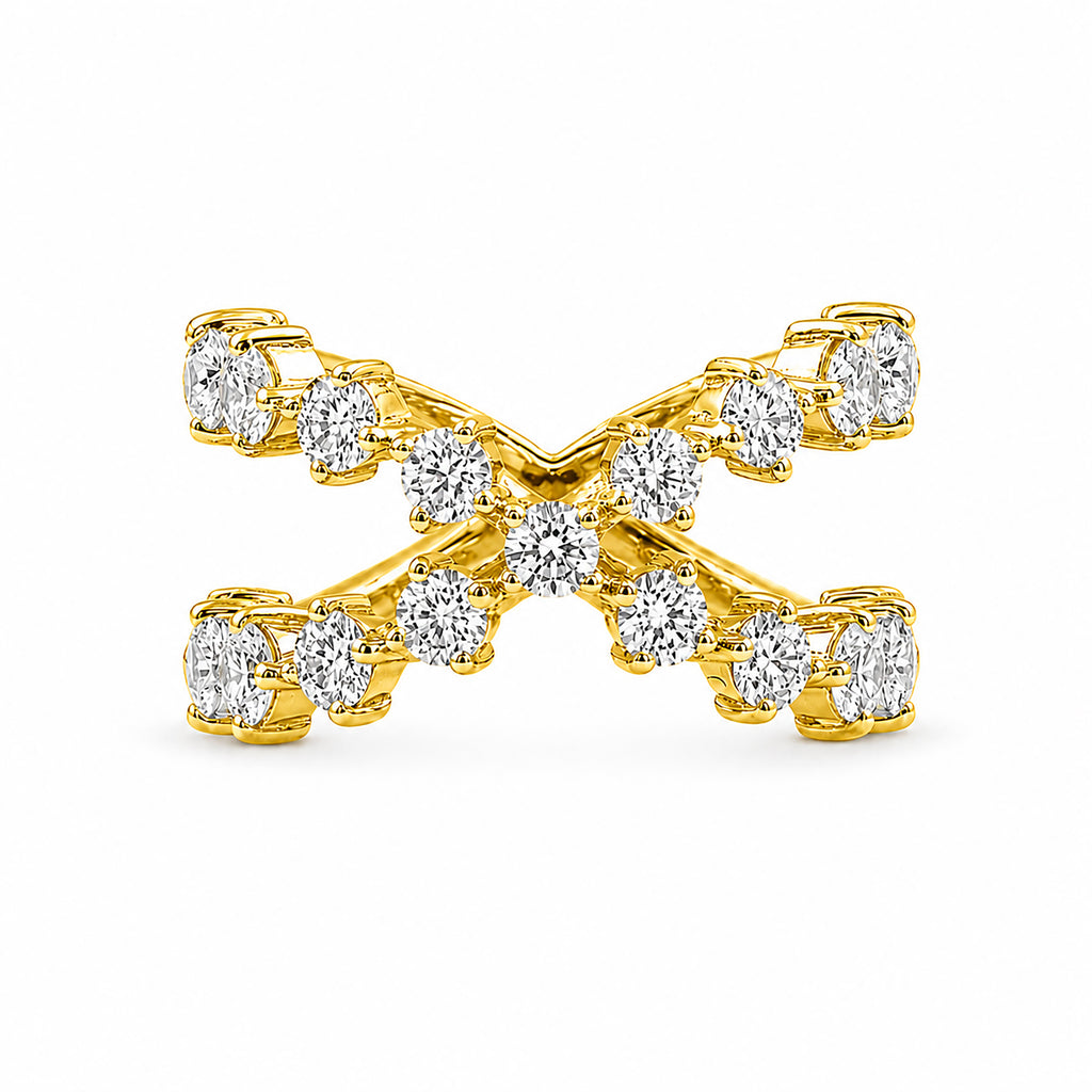 Venturant Lab Grown Diamond (F/VS+) 2.50 carat Round cut Sterling Silver Ring - Sterling Silver | Gold over Silver