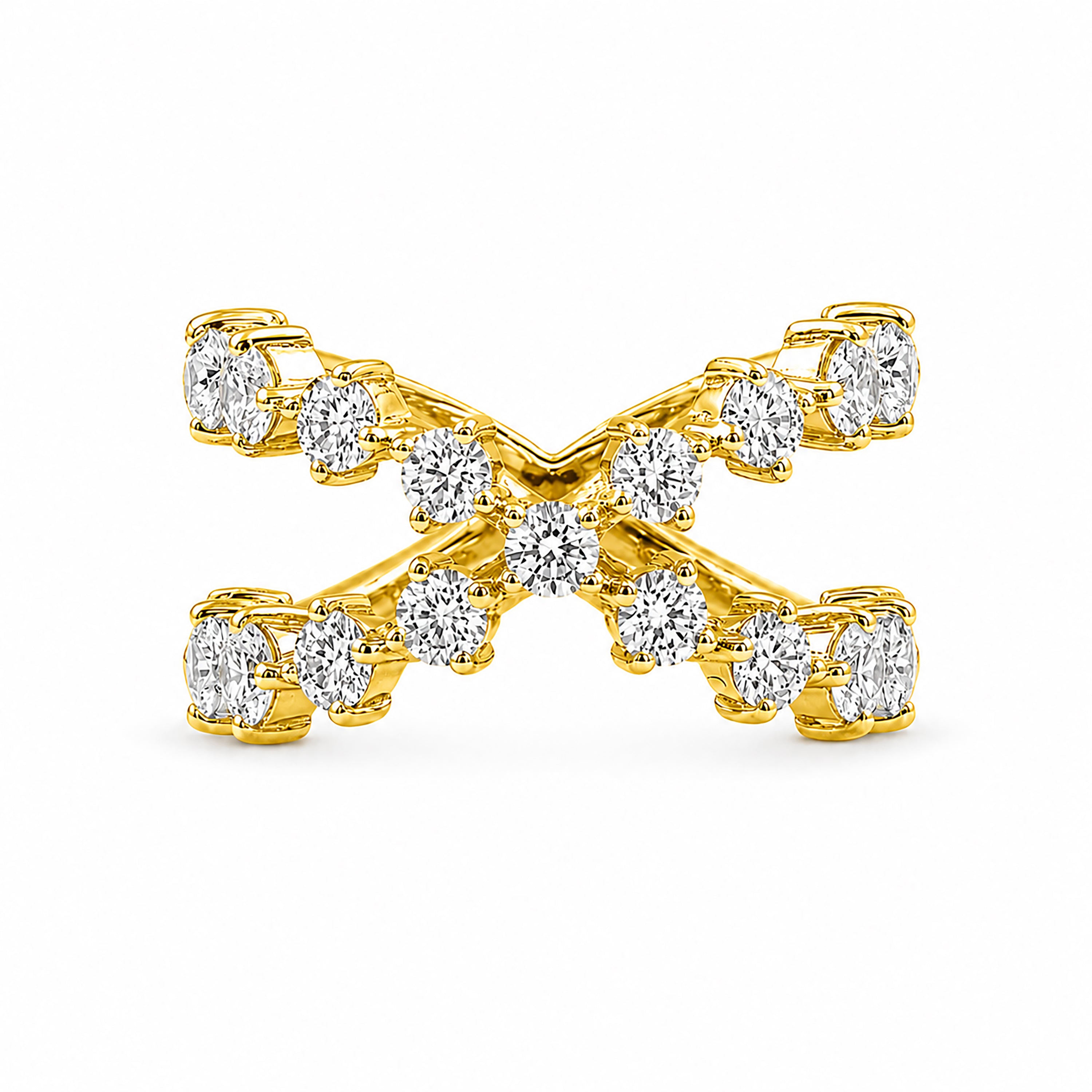 Venturant Lab Grown Diamond (F/VS+) 2.50 carat Round cut Sterling Silver Ring - Sterling Silver | Gold over Silver