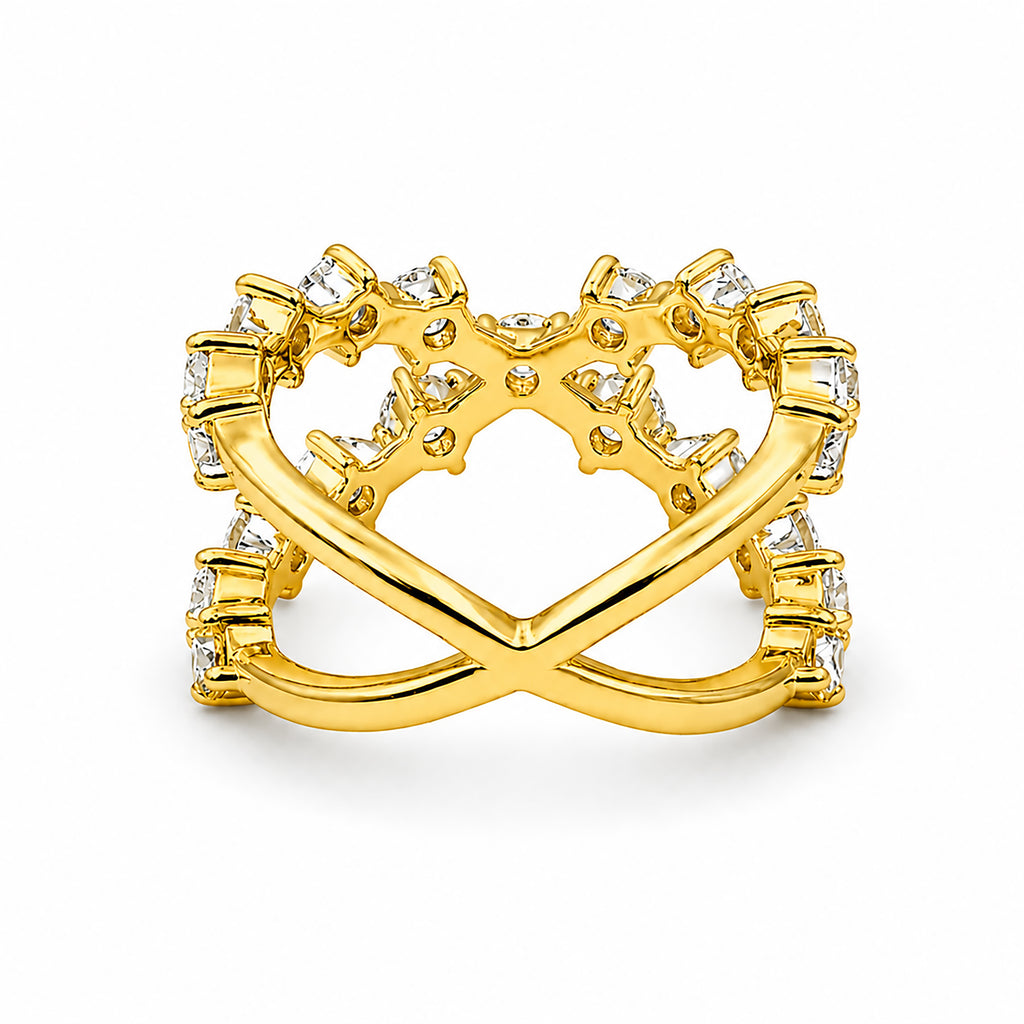Venturant Lab Grown Diamond (F/VS+) 2.50 carat Round cut Sterling Silver Ring - Sterling Silver | Gold over Silver