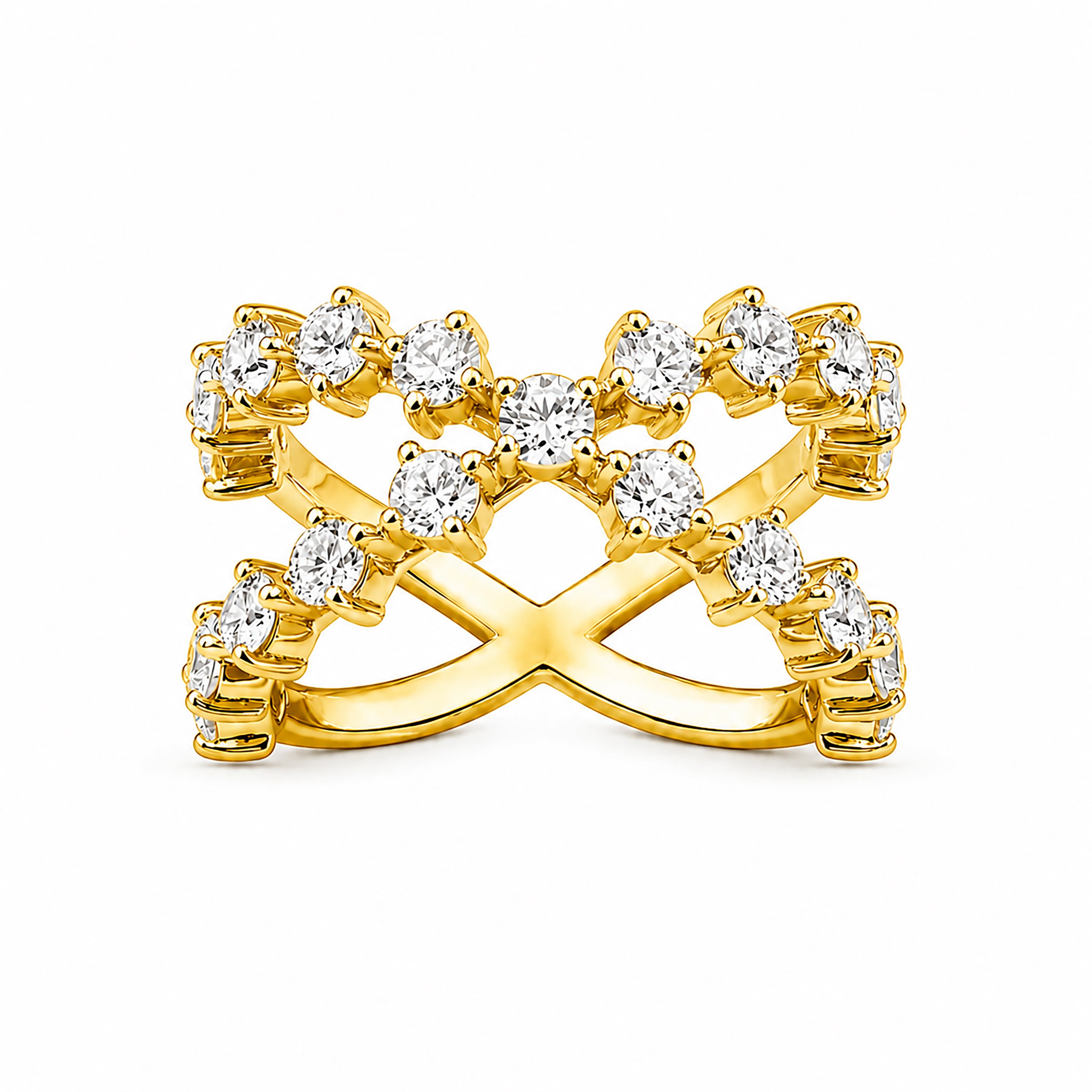 Venturant Lab Grown Diamond (F/VS+) 2.50 carat Round cut Sterling Silver Ring - Sterling Silver | Gold over Silver