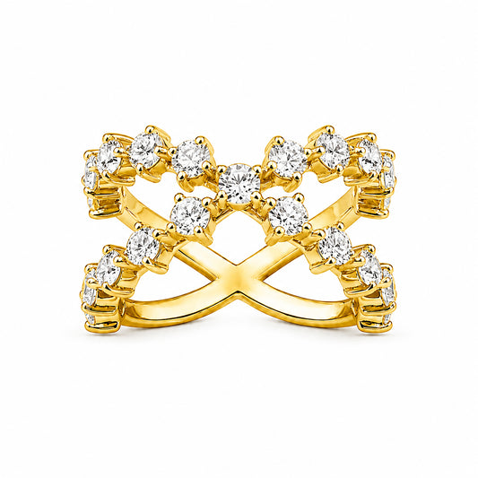 Venturant Lab Grown Diamond (F/VS+) 2.50 carat Round cut Sterling Silver Ring - Sterling Silver | Gold over Silver