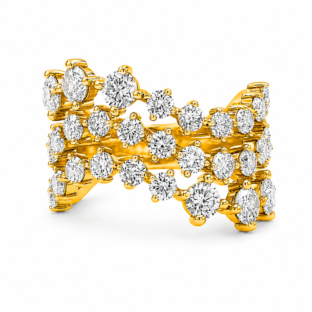 Venturant Lab-Grown Diamond Ring for Women | Sterling Silver | Gold over Silver | Round Cut | Prong | F Color, VS+ Clarity | 3.00 Total Carat Weight | Anniversary, Wedding, Birthday Gift