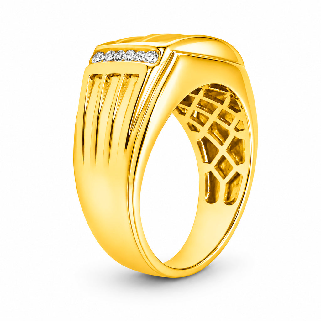 Venturant Lab Grown Diamond (F/VS+) 1.00 carat Round cut Sterling Silver Men's Ring - Sterling Silver | Gold over Silver