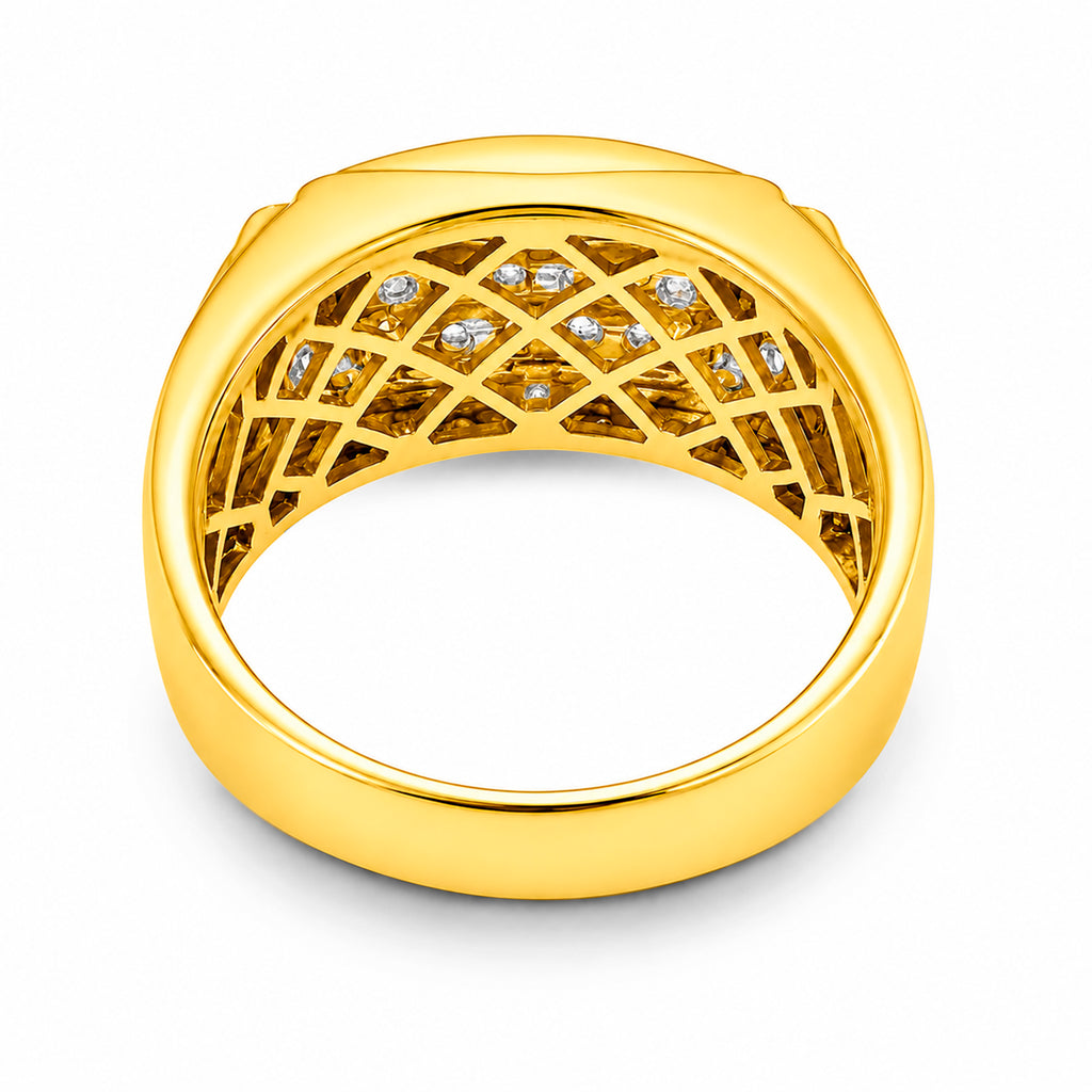 Venturant Lab Grown Diamond (F/VS+) 1.00 carat Round cut Sterling Silver Men's Ring - Sterling Silver | Gold over Silver