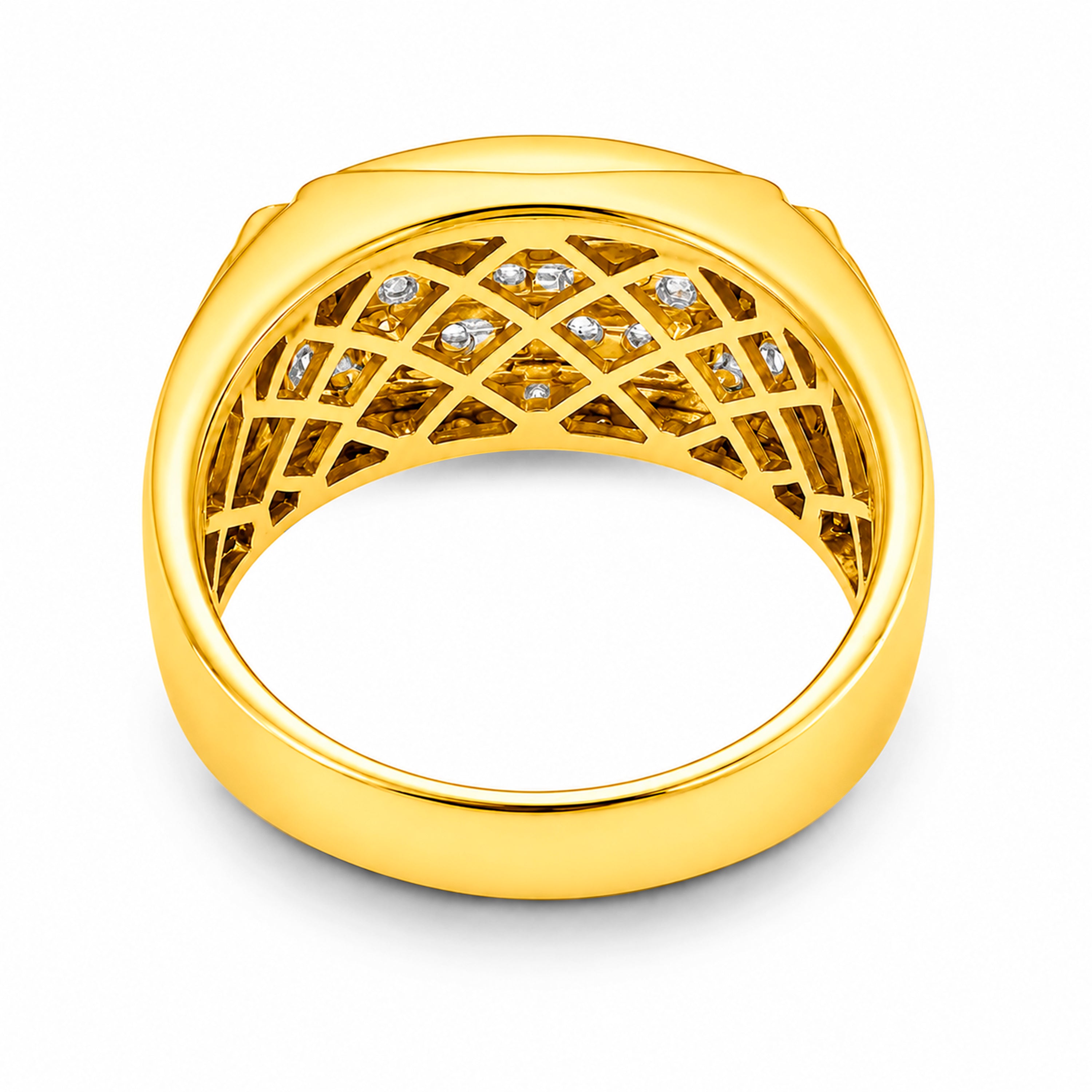 Venturant Lab Grown Diamond (F/VS+) 1.00 carat Round cut Sterling Silver Men's Ring - Sterling Silver | Gold over Silver