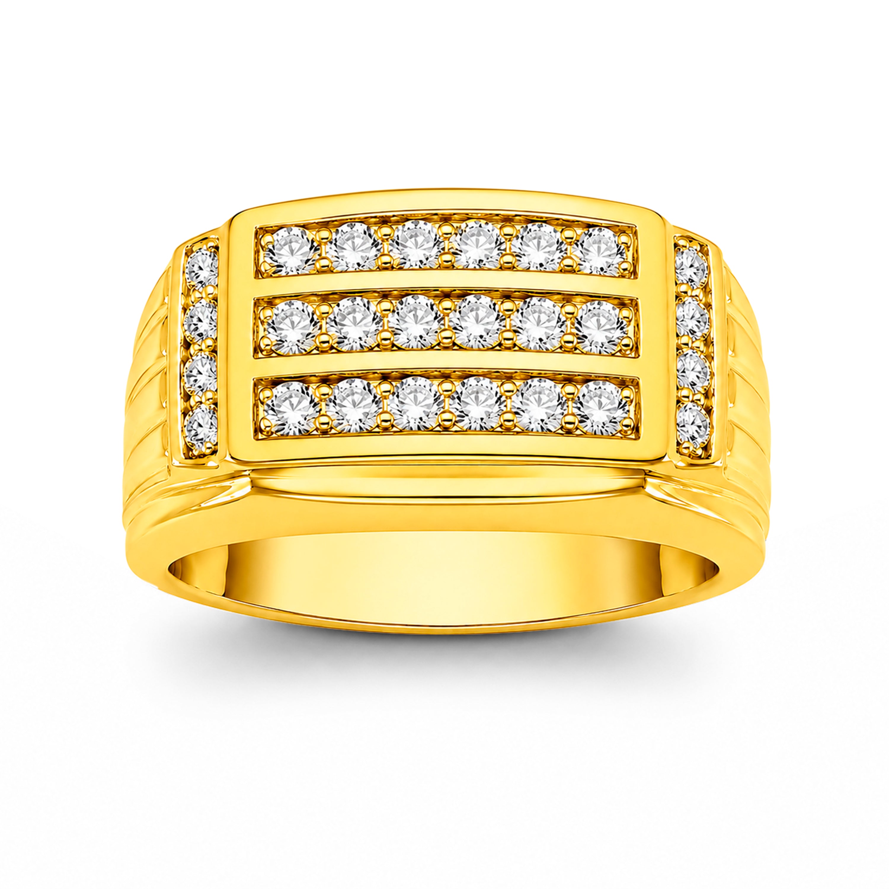 Venturant Lab Grown Diamond (F/VS+) 1.00 carat Round cut Sterling Silver Men's Ring - Sterling Silver | Gold over Silver