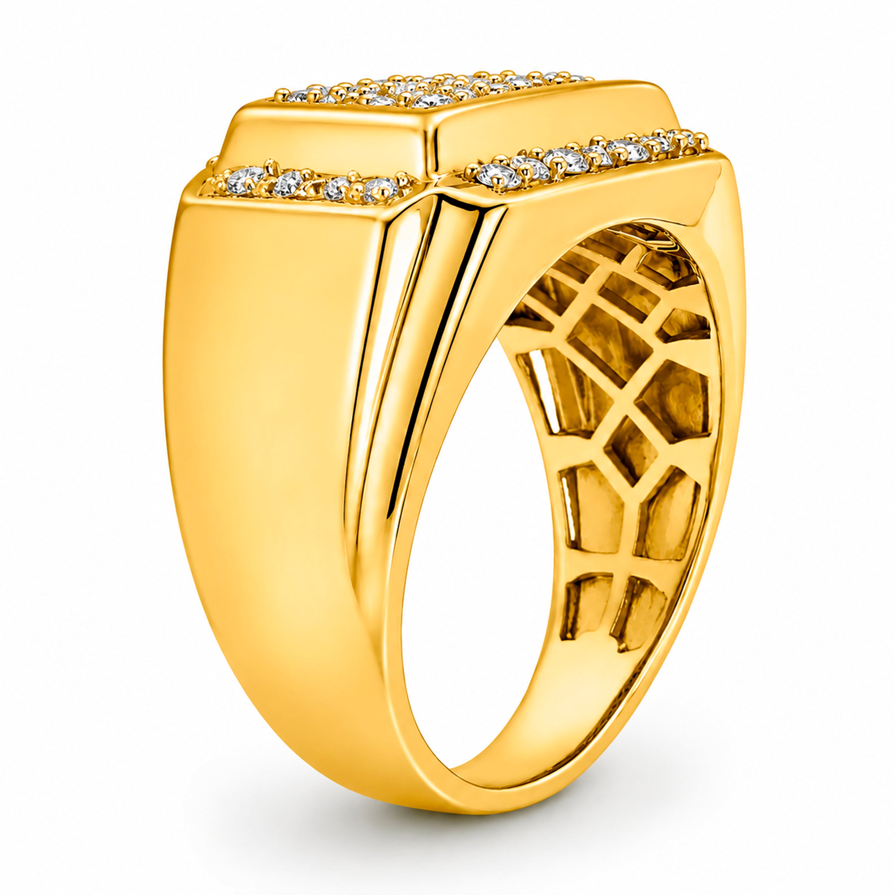 Venturant Lab Grown Diamond (F/VS+) 1.00 carat Round cut Sterling Silver Men's Ring - Sterling Silver | Gold over Silver