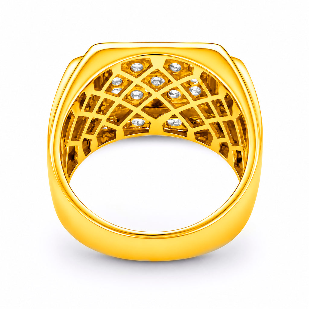 Venturant Lab Grown Diamond (F/VS+) 1.00 carat Round cut Sterling Silver Men's Ring - Sterling Silver | Gold over Silver