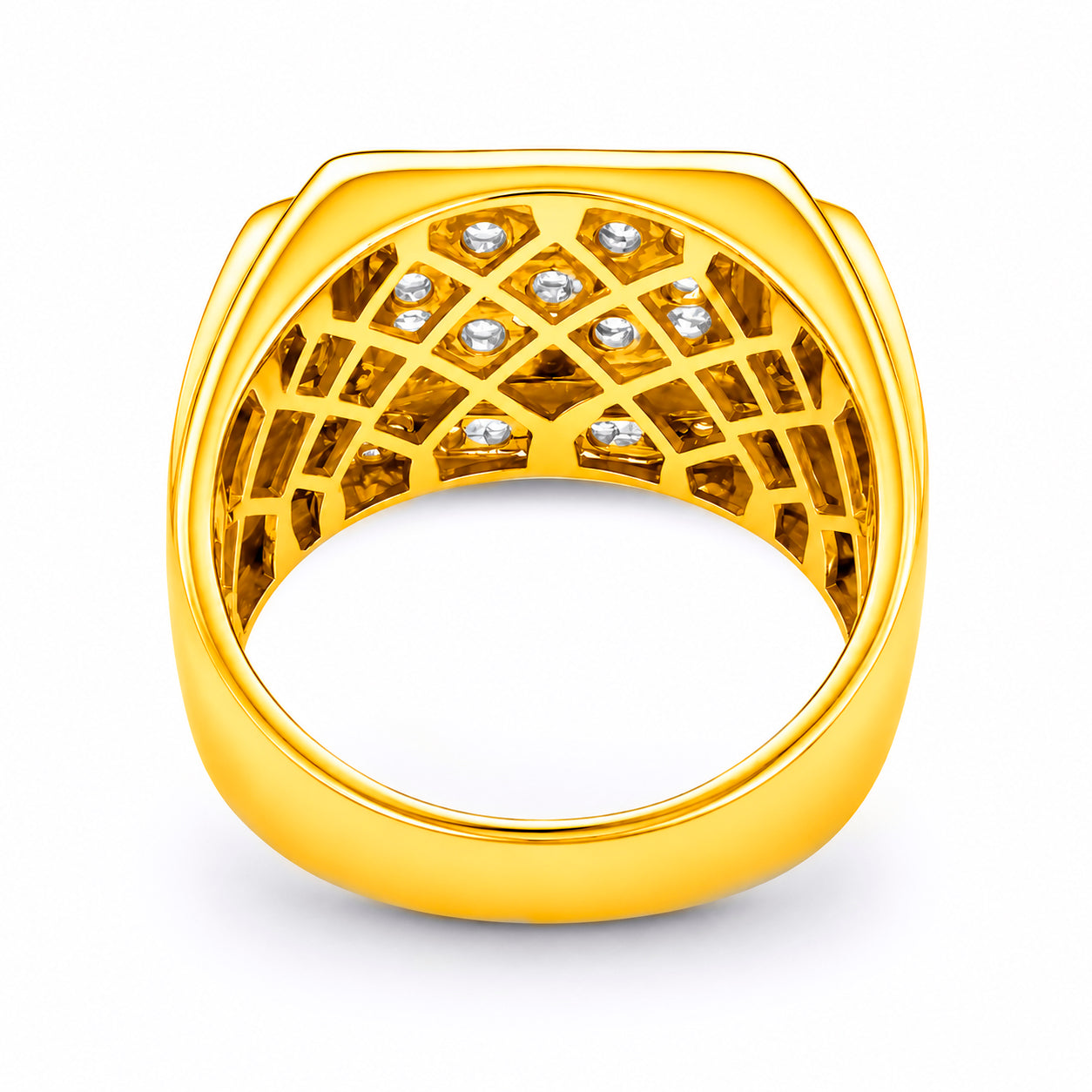 Venturant Lab Grown Diamond (F/VS+) 1.00 carat Round cut Sterling Silver Men's Ring - Sterling Silver | Gold over Silver