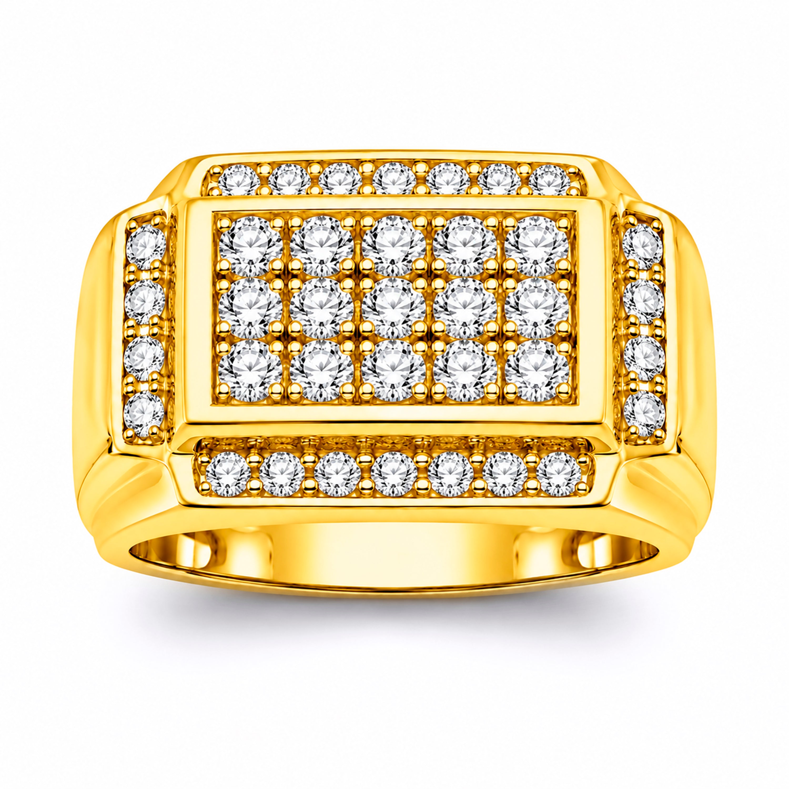 Venturant Lab Grown Diamond (F/VS+) 1.00 carat Round cut Sterling Silver Men's Ring - Sterling Silver | Gold over Silver