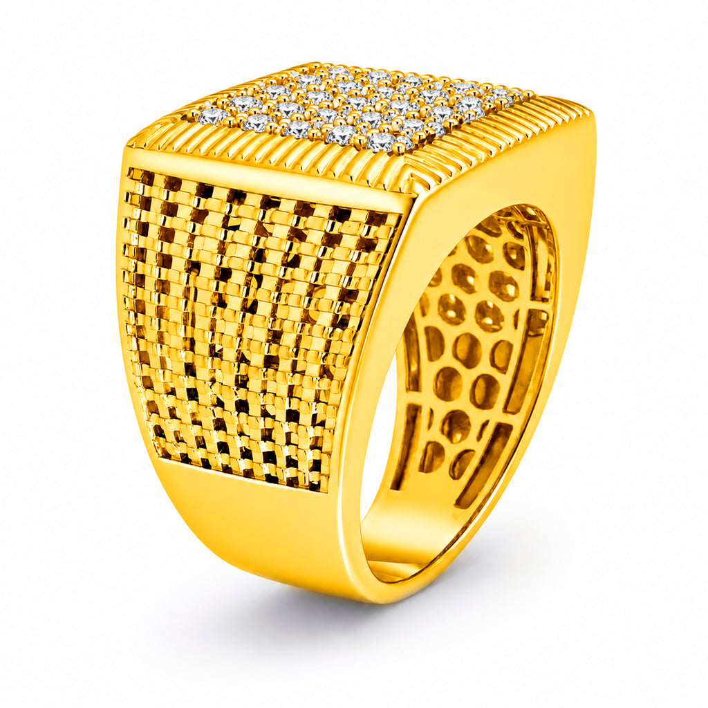 Venturant Lab Grown Diamond (F/VS+) 1.00 carat Round cut Sterling Silver Men's Ring - Sterling Silver | Gold over Silver