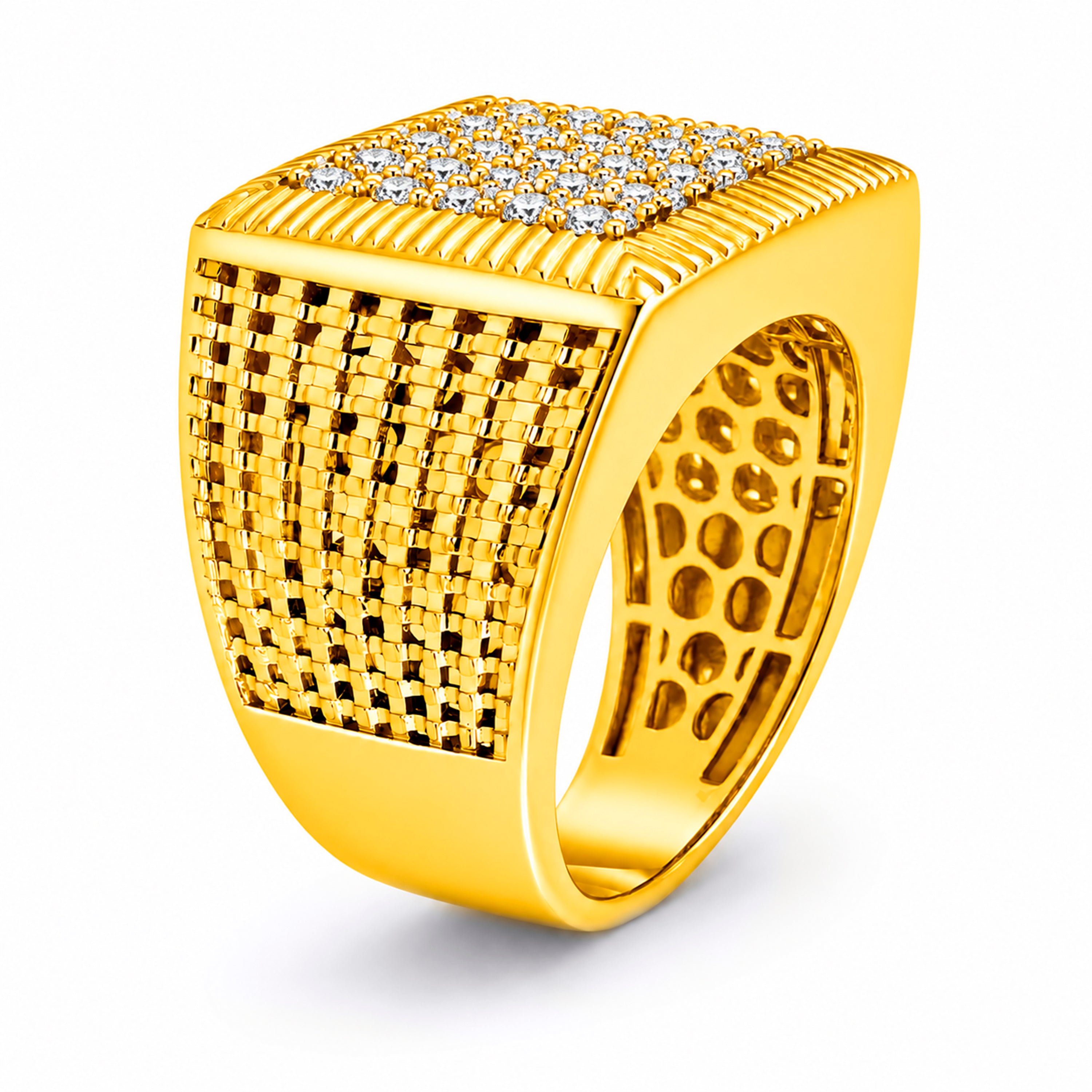 Venturant Lab Grown Diamond (F/VS+) 1.00 carat Round cut Sterling Silver Men's Ring - Sterling Silver | Gold over Silver