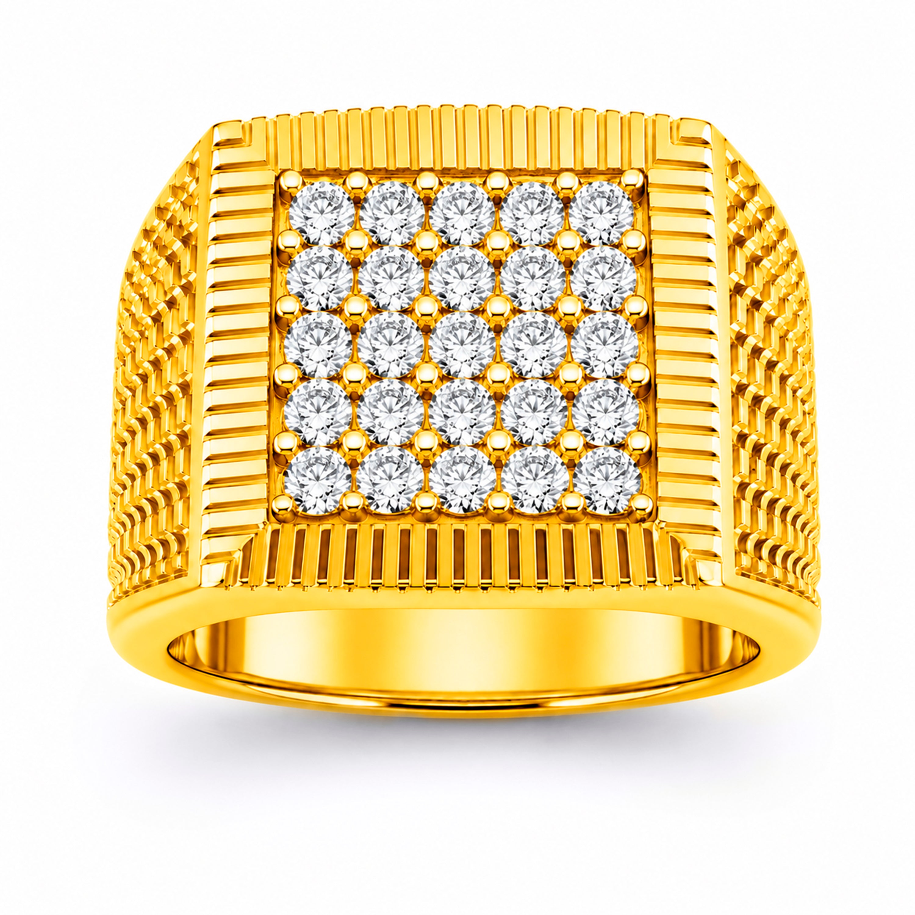 Venturant Lab Grown Diamond (F/VS+) 1.00 carat Round cut Sterling Silver Men's Ring - Sterling Silver | Gold over Silver