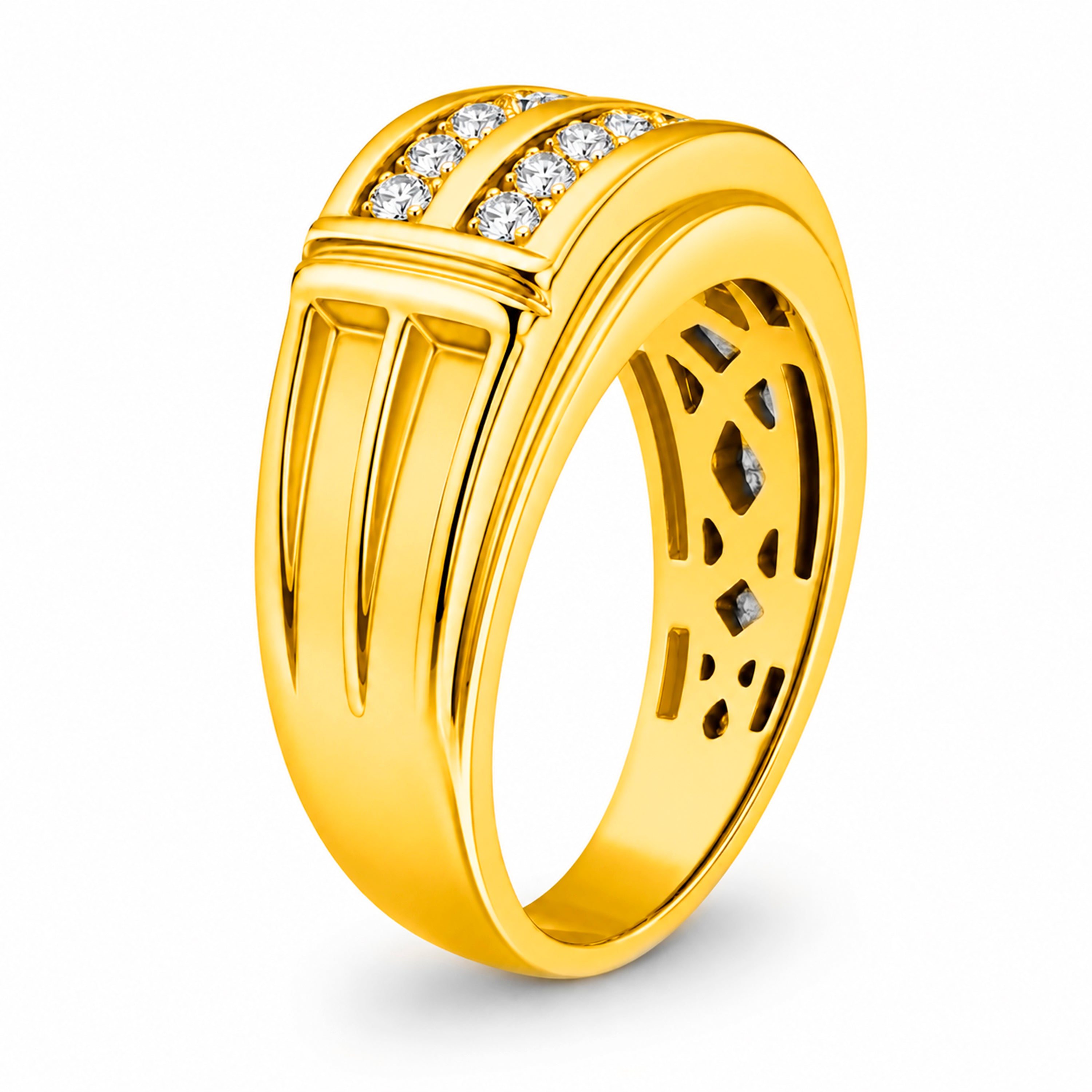Venturant Lab Grown Diamond (F/VS+) 1.00 carat Round cut Sterling Silver Men's Ring - Sterling Silver | Gold over Silver
