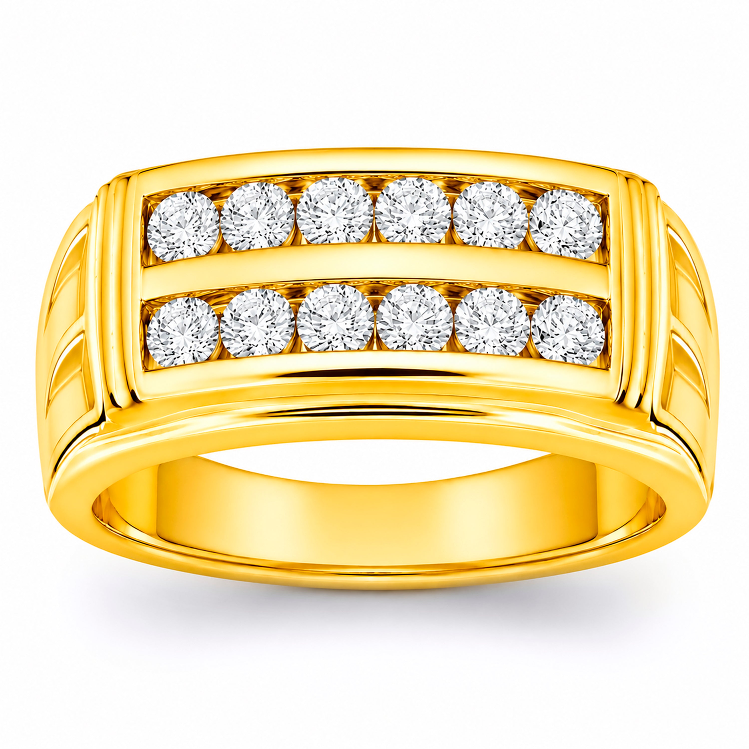 Venturant Lab Grown Diamond (F/VS+) 1.00 carat Round cut Sterling Silver Men's Ring - Sterling Silver | Gold over Silver
