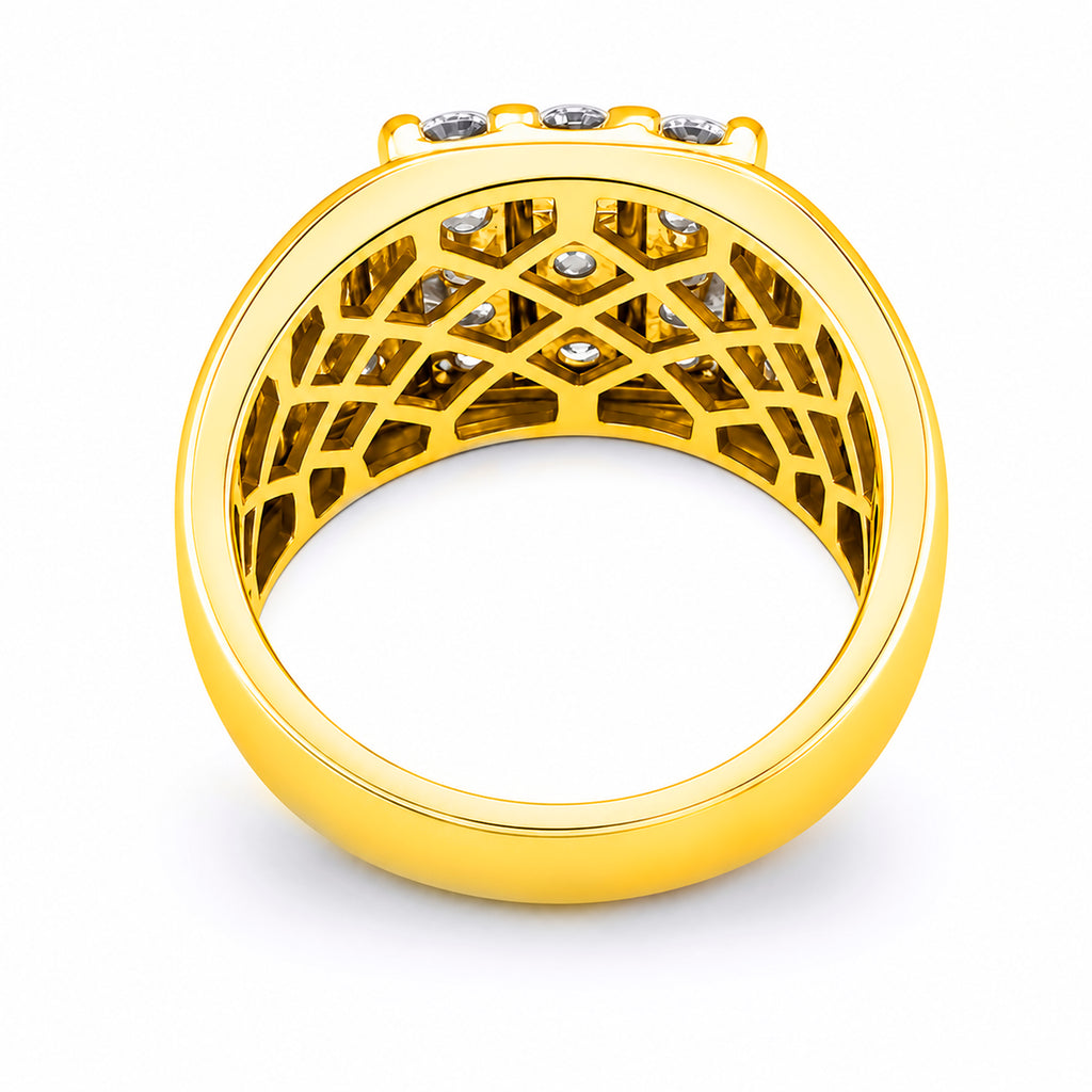 Venturant Lab Grown Diamond (F/VS+) 1.00 carat Round cut Sterling Silver Men's Ring - Sterling Silver | Gold over Silver
