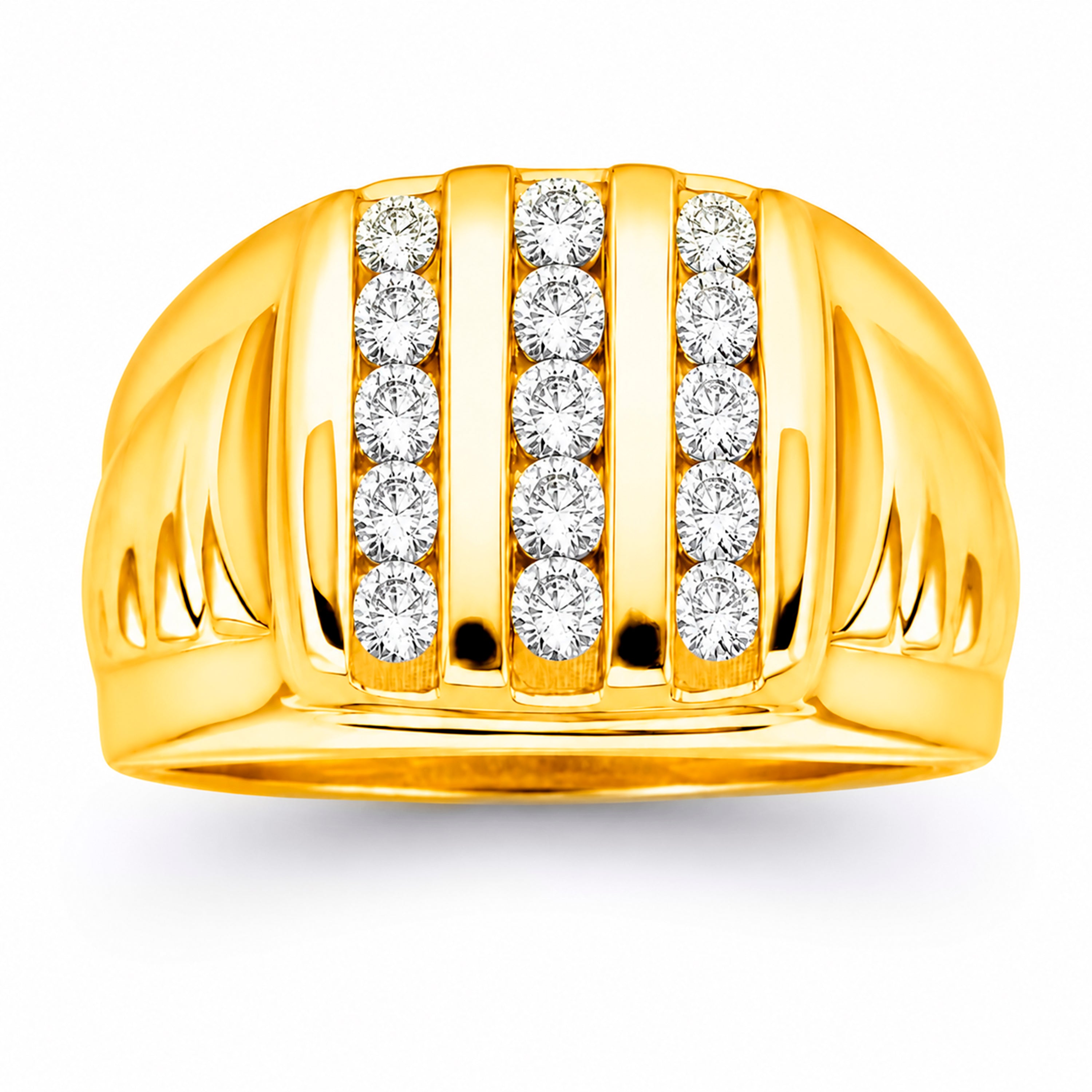 Venturant Lab Grown Diamond (F/VS+) 1.00 carat Round cut Sterling Silver Men's Ring - Sterling Silver | Gold over Silver