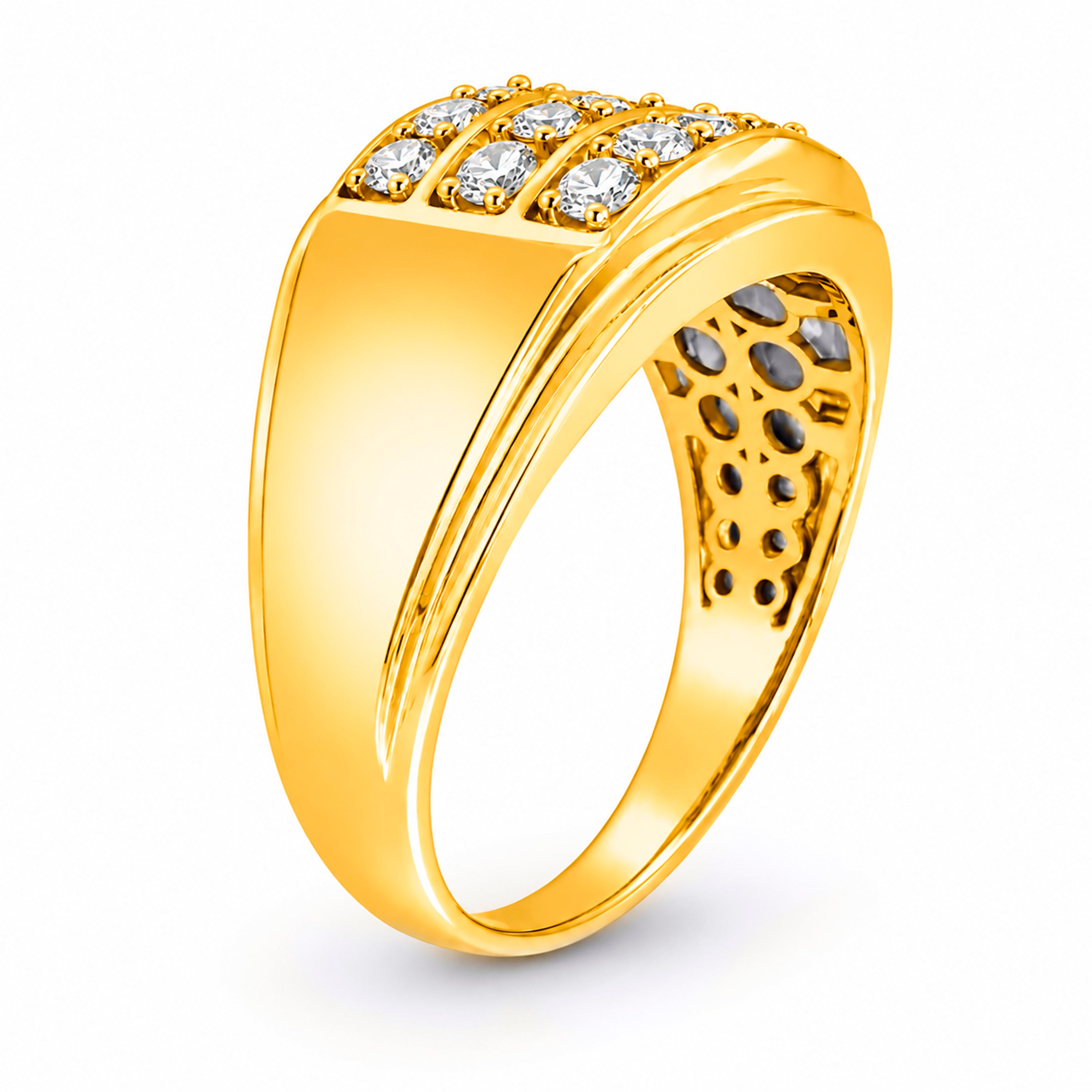 Venturant Lab Grown Diamond (F/VS+) 1.00 carat Round cut Sterling Silver Men's Ring - Sterling Silver | Gold over Silver