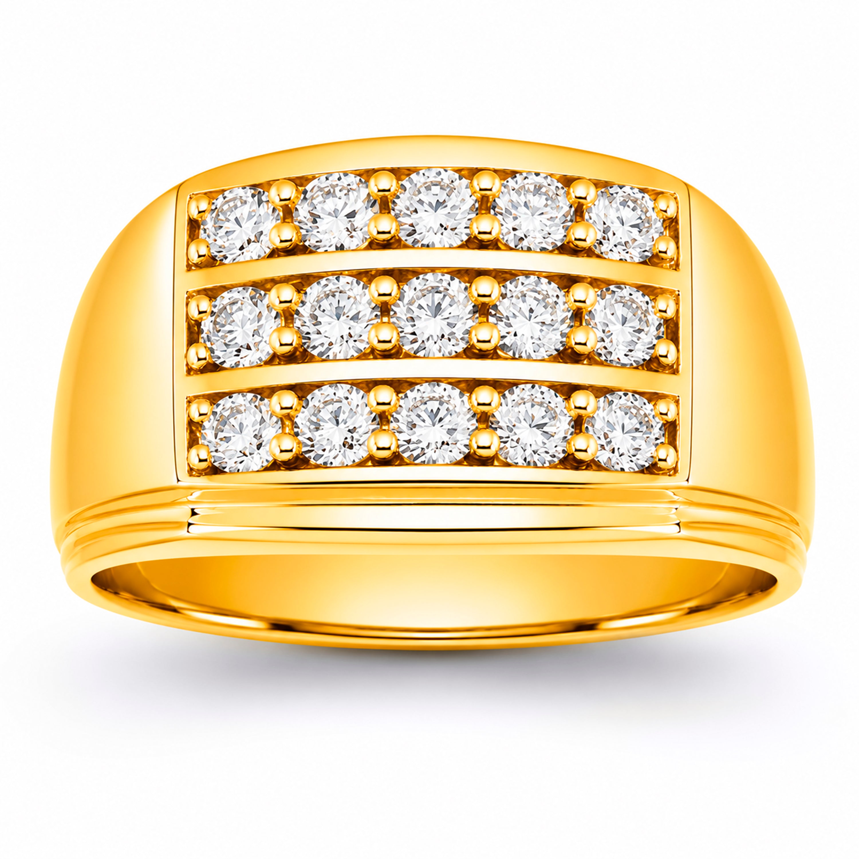 Venturant Lab Grown Diamond (F/VS+) 1.00 carat Round cut Sterling Silver Men's Ring - Sterling Silver | Gold over Silver