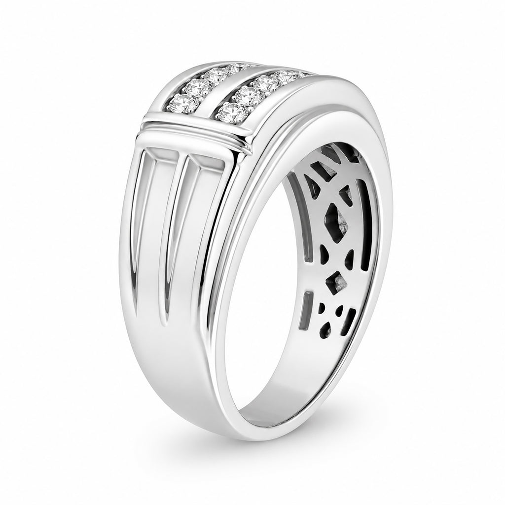 Venturant Lab Grown Diamond (F/VS+) 1.00 carat Round cut Sterling Silver Men's Ring - Sterling Silver | Gold over Silver