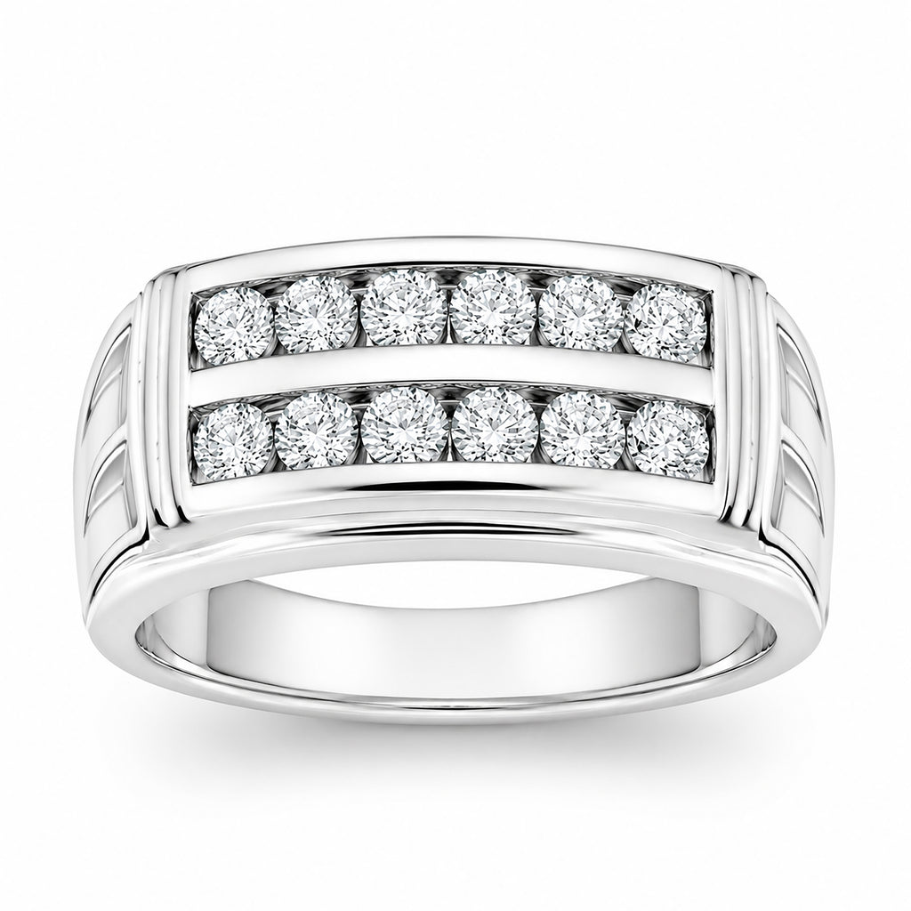 Venturant Lab Grown Diamond (F/VS+) 1.00 carat Round cut Sterling Silver Men's Ring - Sterling Silver | Gold over Silver
