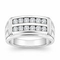 Venturant Lab Grown Diamond (F/VS+) 1.00 carat Round cut Sterling Silver Men's Ring - Sterling Silver | Gold over Silver