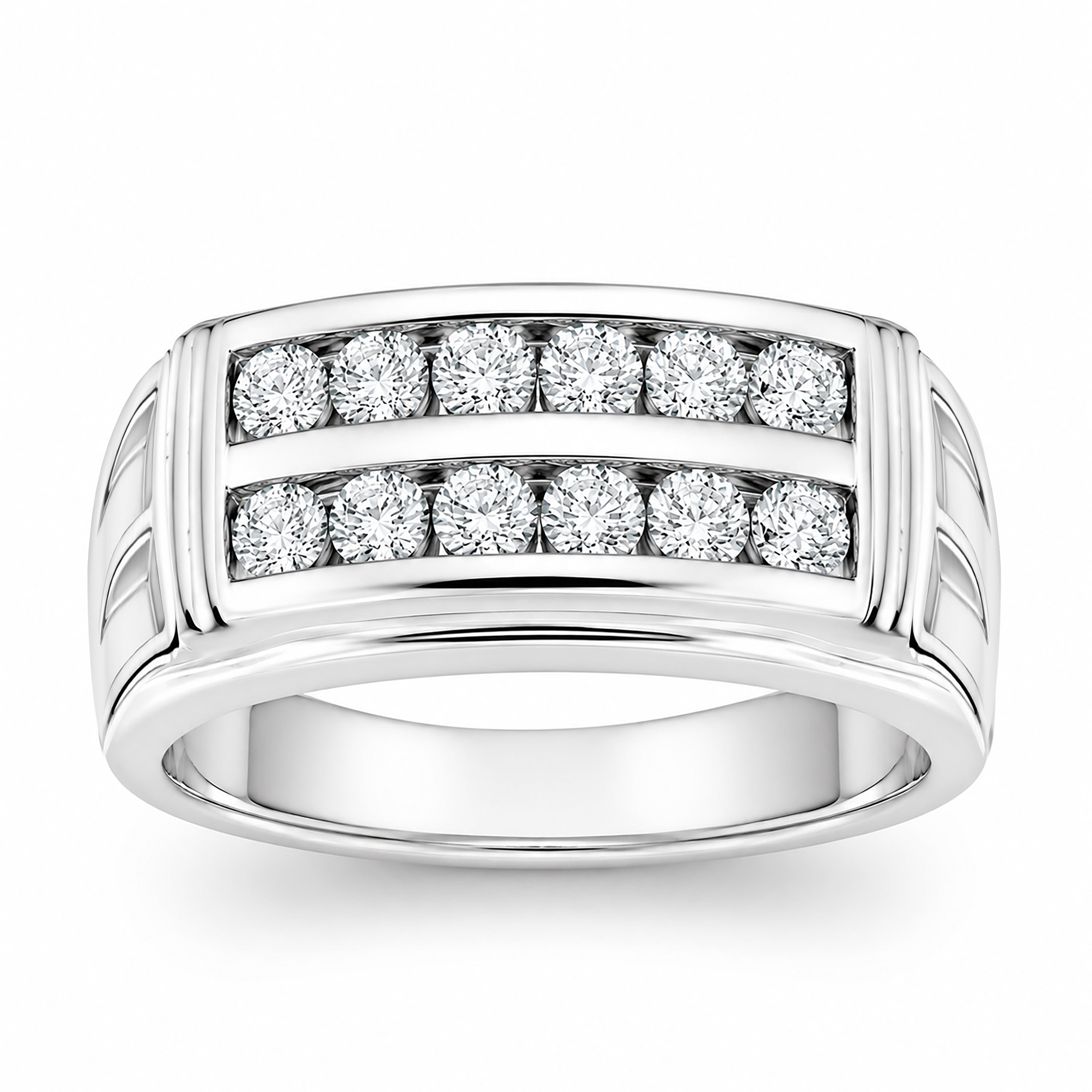 Venturant Lab Grown Diamond (F/VS+) 1.00 carat Round cut Sterling Silver Men's Ring - Sterling Silver | Gold over Silver