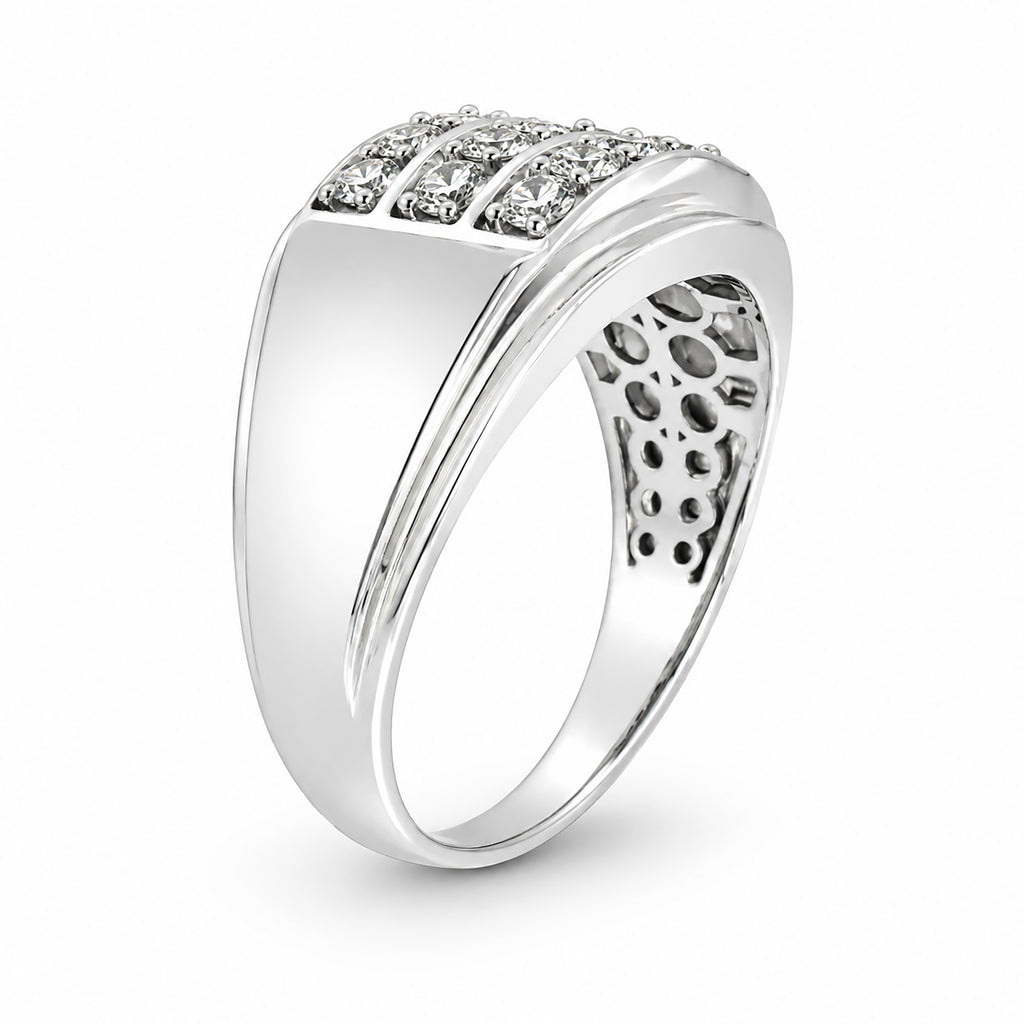 Venturant Lab Grown Diamond (F/VS+) 1.00 carat Round cut Sterling Silver Men's Ring - Sterling Silver | Gold over Silver