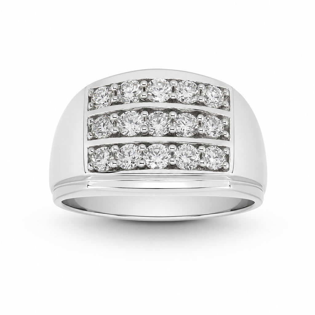 Venturant Lab Grown Diamond (F/VS+) 1.00 carat Round cut Sterling Silver Men's Ring - Sterling Silver | Gold over Silver