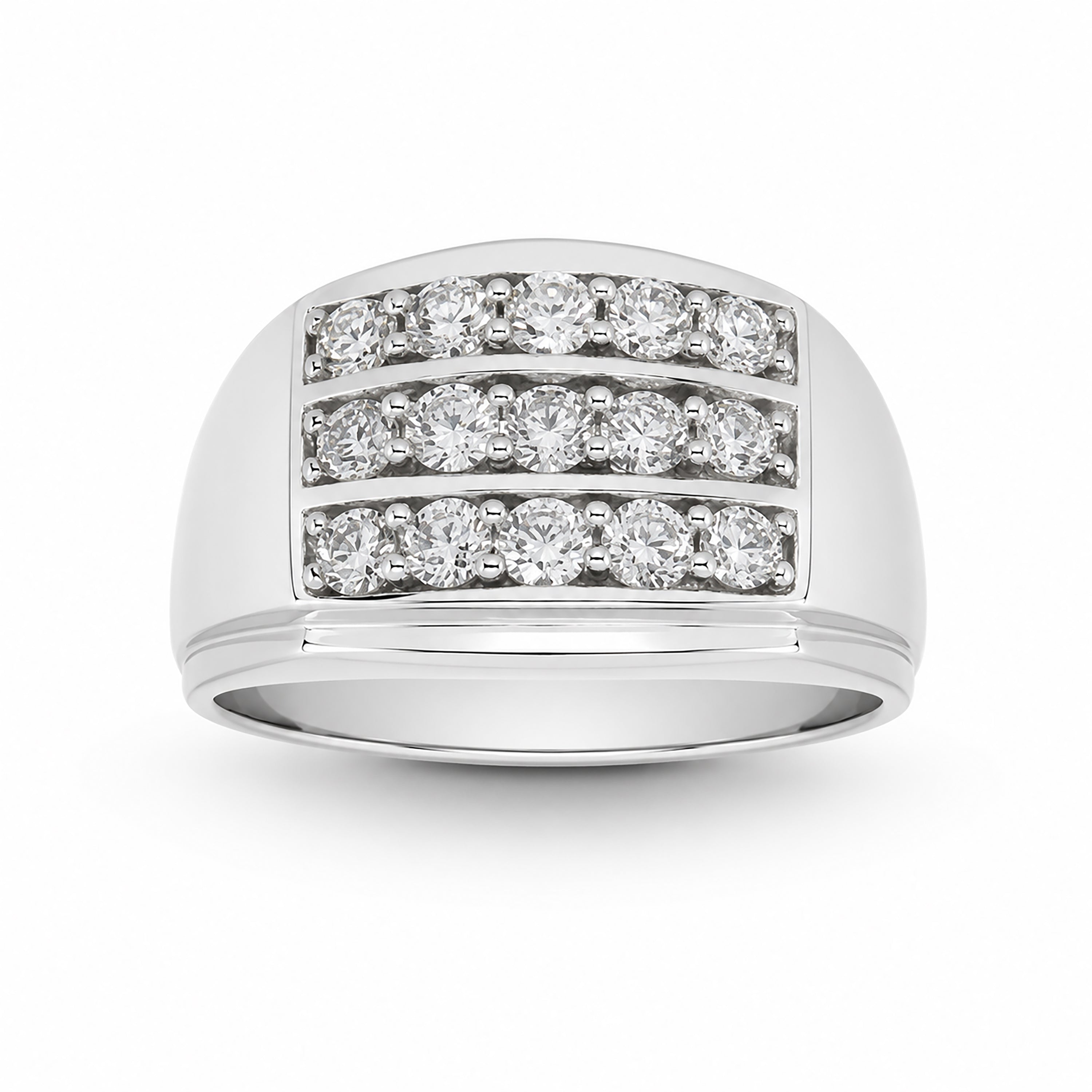 Venturant Lab Grown Diamond (F/VS+) 1.00 carat Round cut Sterling Silver Men's Ring - Sterling Silver | Gold over Silver