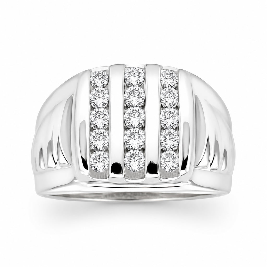 Venturant Lab Grown Diamond (F/VS+) 1.00 carat Round cut Sterling Silver Men's Ring - Sterling Silver | Gold over Silver