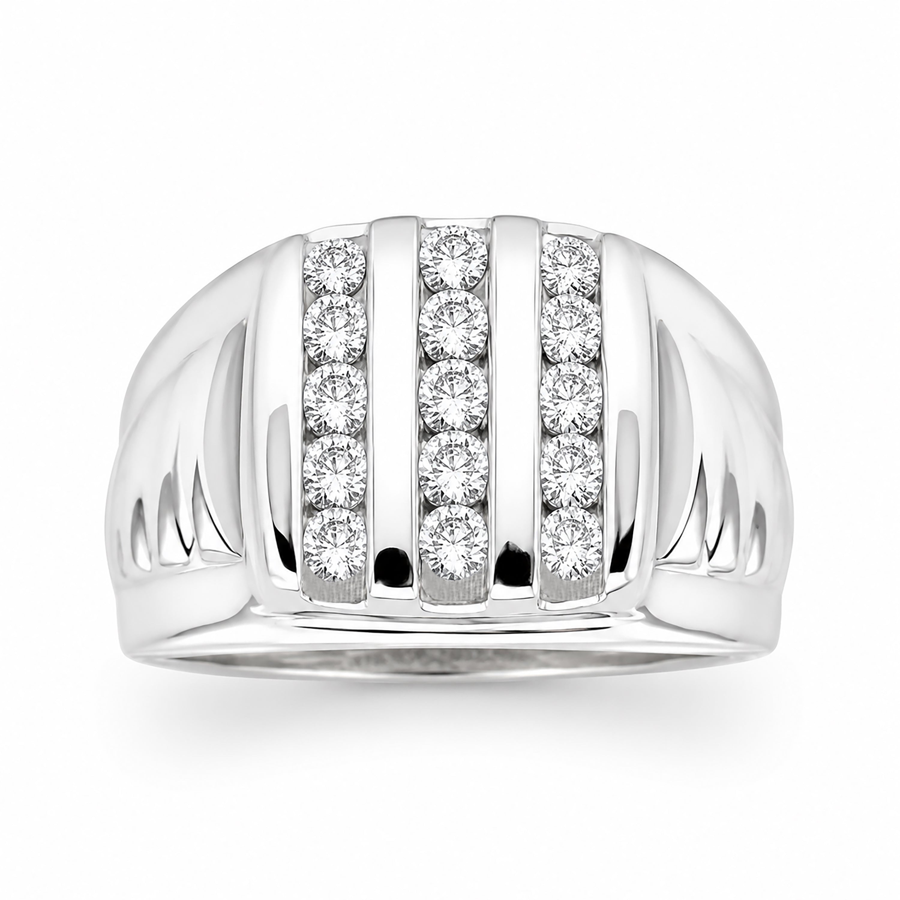 Venturant Lab Grown Diamond (F/VS+) 1.00 carat Round cut Sterling Silver Men's Ring - Sterling Silver | Gold over Silver