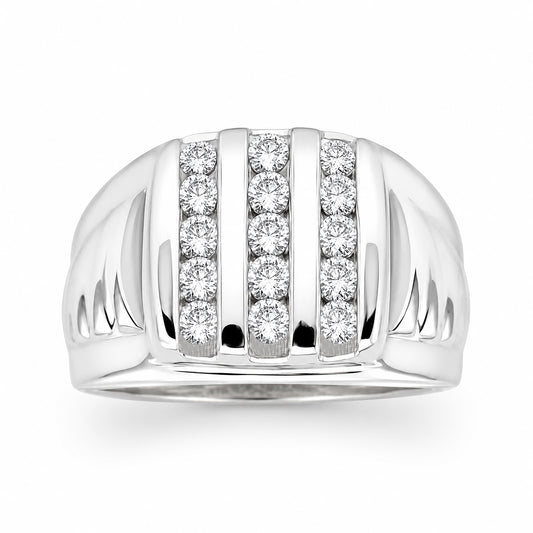 Venturant Lab Grown Diamond (F/VS+) 1.00 carat Round cut Sterling Silver Men's Ring - Sterling Silver | Gold over Silver