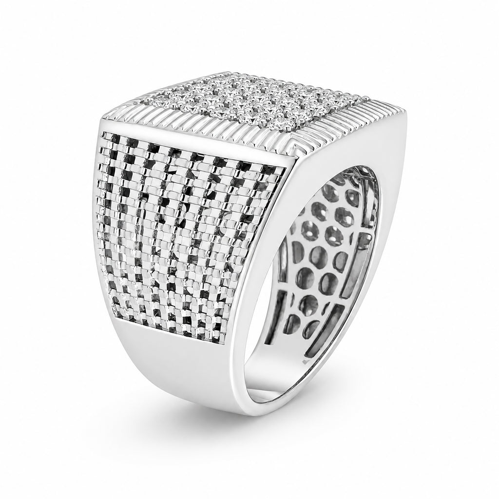 Venturant Lab Grown Diamond (F/VS+) 1.00 carat Round cut Sterling Silver Men's Ring - Sterling Silver | Gold over Silver