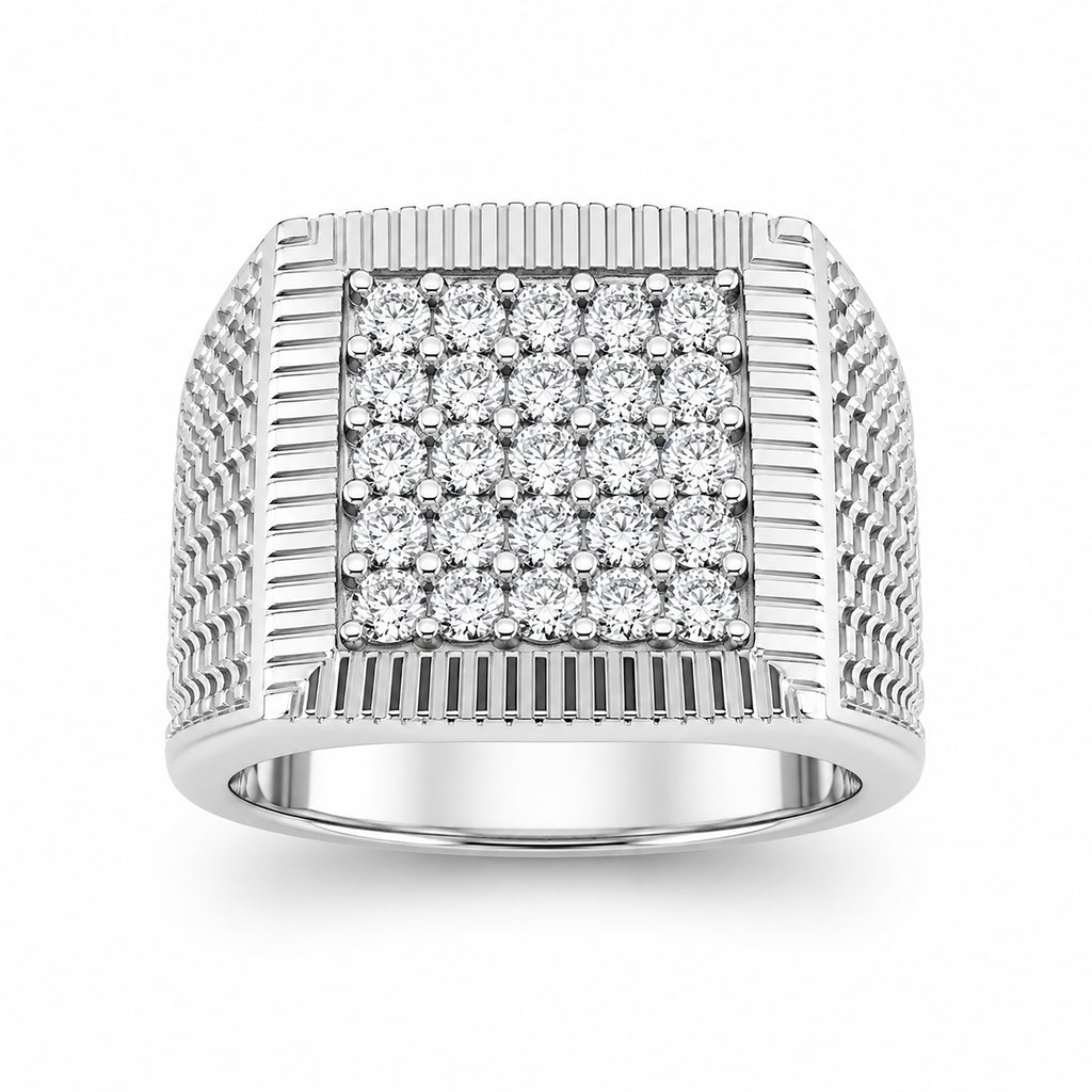 Venturant Lab Grown Diamond (F/VS+) 1.00 carat Round cut Sterling Silver Men's Ring - Sterling Silver | Gold over Silver