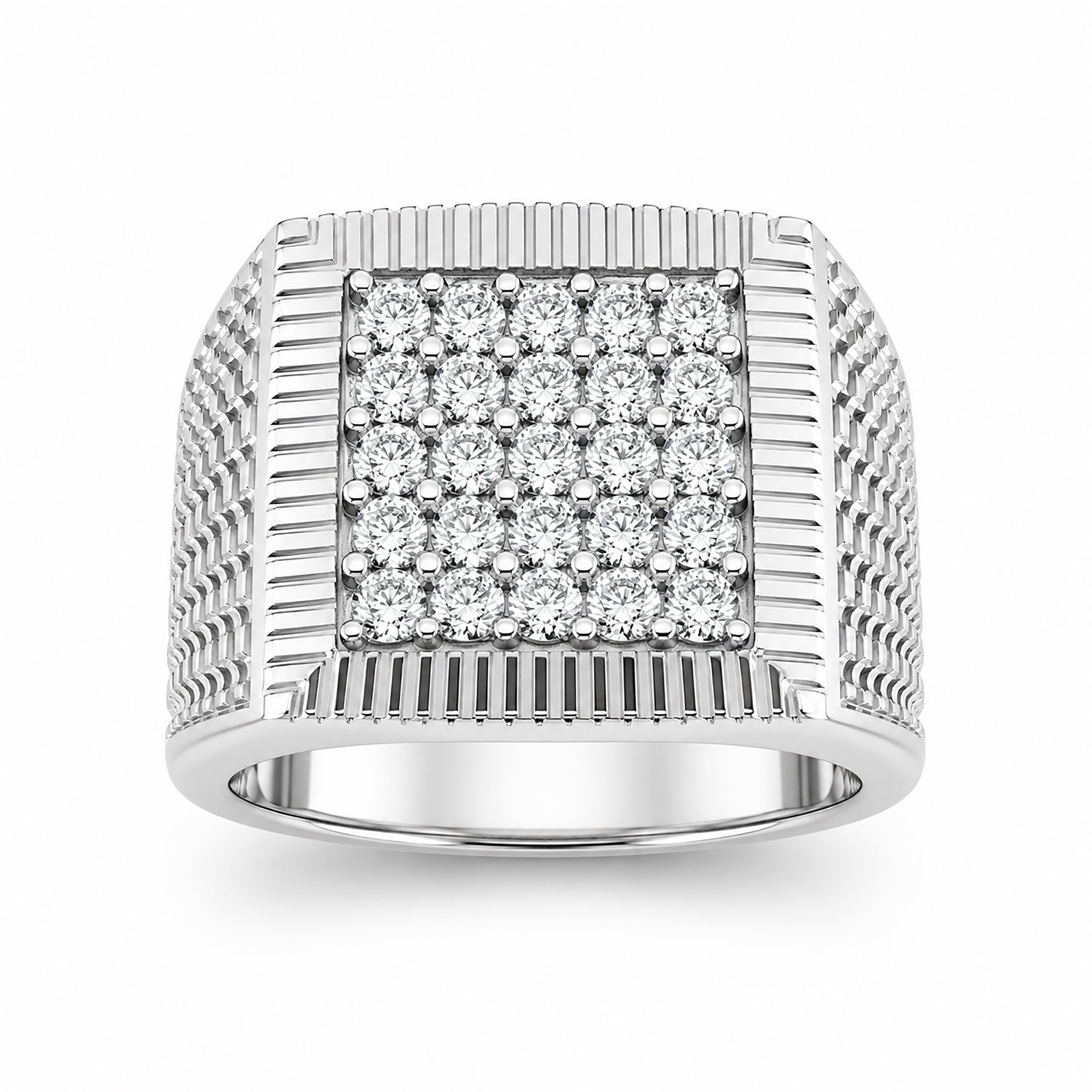 Venturant Lab Grown Diamond (F/VS+) 1.00 carat Round cut Sterling Silver Men's Ring - Sterling Silver | Gold over Silver