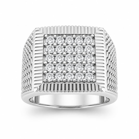 Venturant Lab Grown Diamond (F/VS+) 1.00 carat Round cut Sterling Silver Men's Ring - Sterling Silver | Gold over Silver