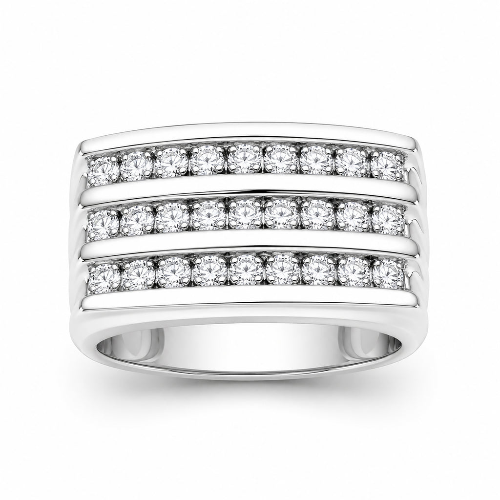 Venturant Lab Grown Diamond (F/VS+) 1.00 carat Round cut Sterling Silver Men's Ring - Sterling Silver | Gold over Silver