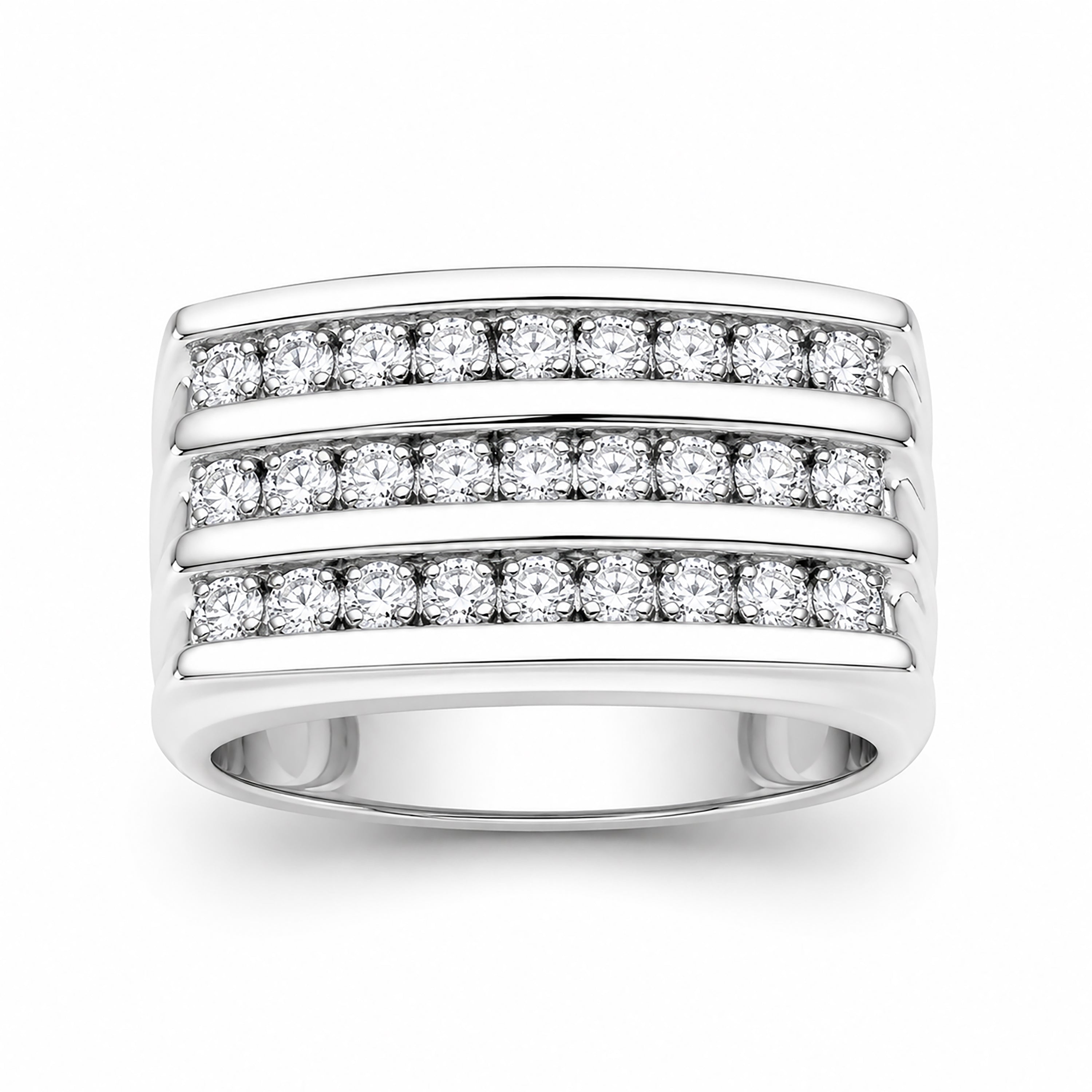 Venturant Lab Grown Diamond (F/VS+) 1.00 carat Round cut Sterling Silver Men's Ring - Sterling Silver | Gold over Silver