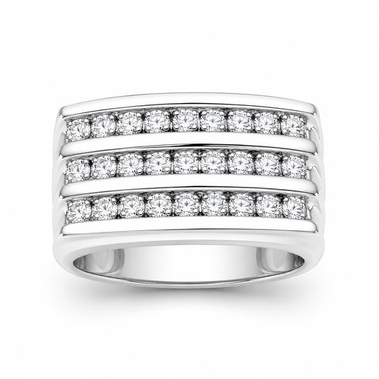 Venturant Lab Grown Diamond (F/VS+) 1.00 carat Round cut Sterling Silver Men's Ring - Sterling Silver | Gold over Silver