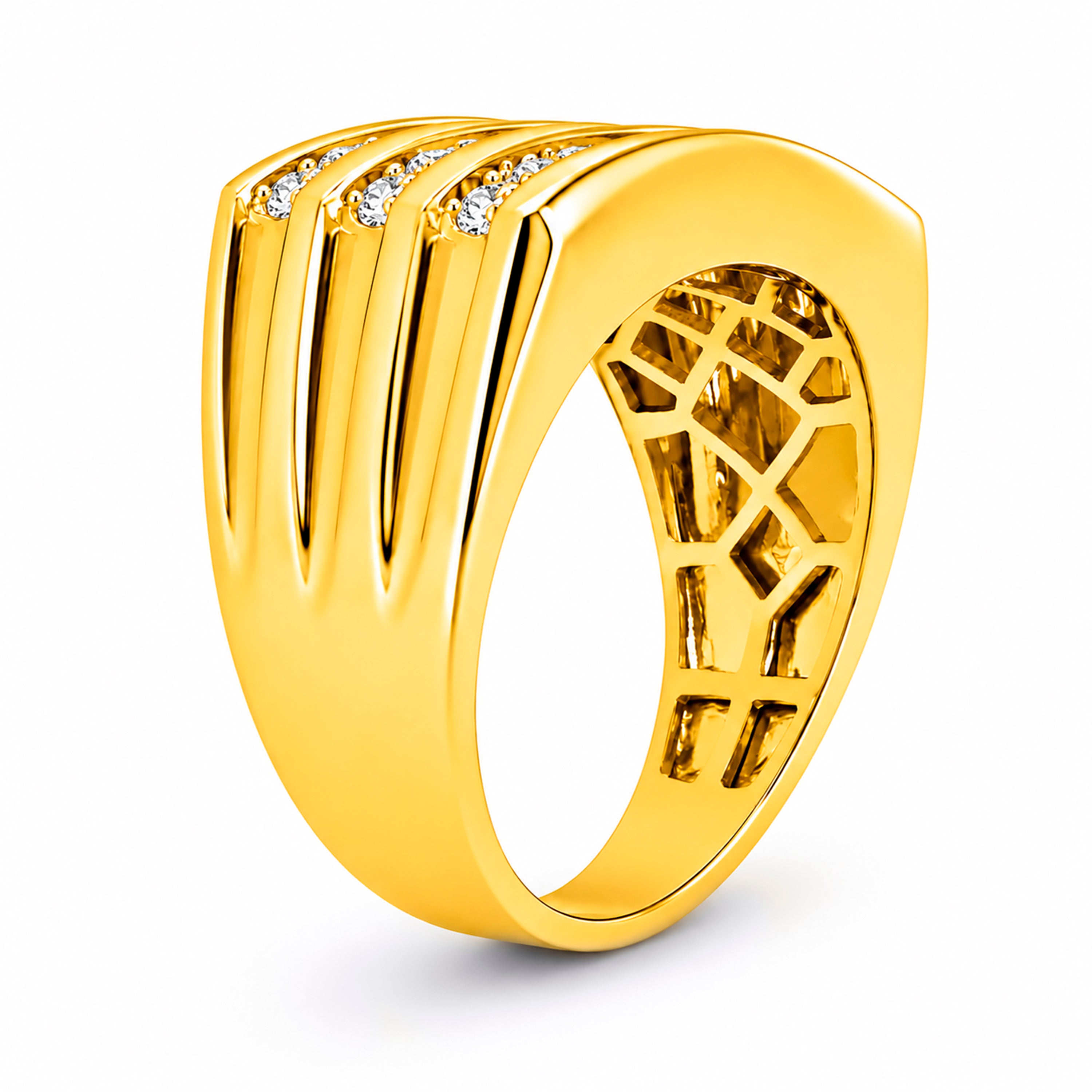 Venturant Lab Grown Diamond (F/VS+) 1.00 carat Round cut Sterling Silver Men's Ring - Sterling Silver | Gold over Silver