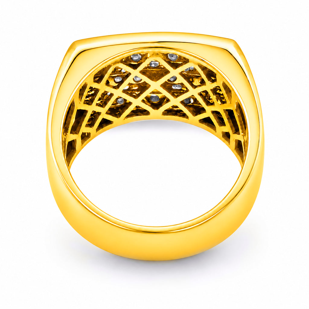 Venturant Lab Grown Diamond (F/VS+) 1.00 carat Round cut Sterling Silver Men's Ring - Sterling Silver | Gold over Silver