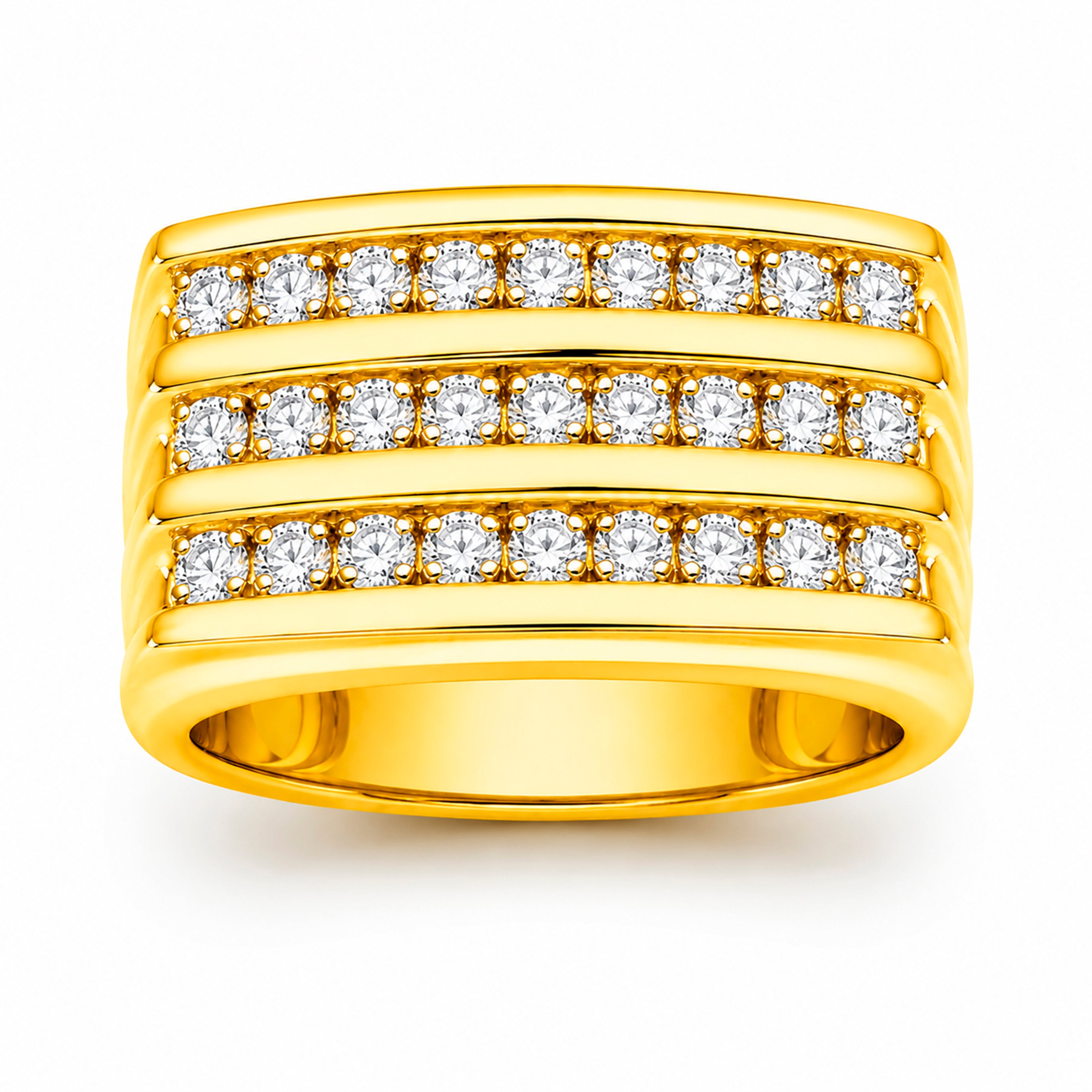 Venturant Lab Grown Diamond (F/VS+) 1.00 carat Round cut Sterling Silver Men's Ring - Sterling Silver | Gold over Silver