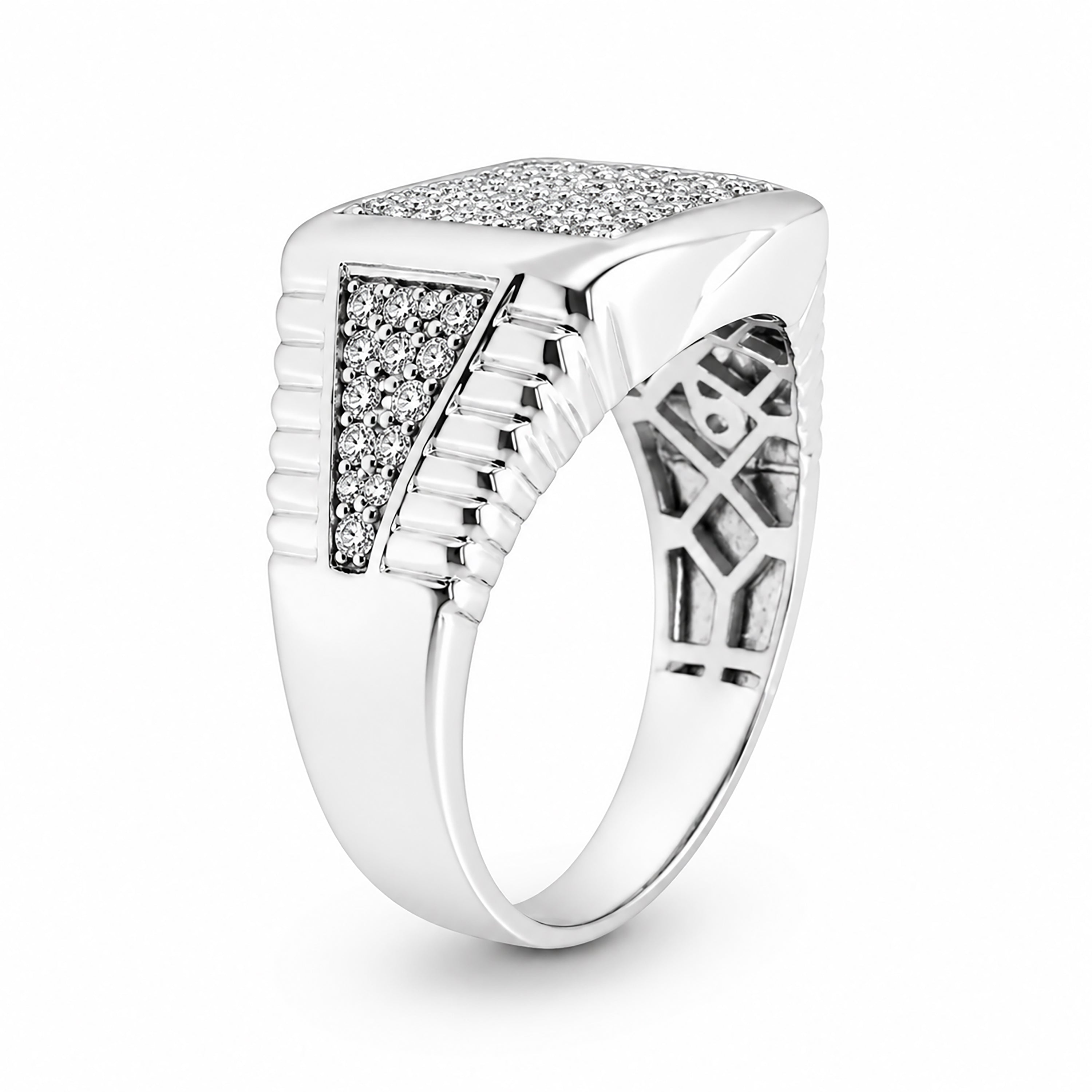 Venturant Lab Grown Diamond (F/VS+) 1.00 carat Round cut Sterling Silver Men's Ring - Sterling Silver | Gold over Silver