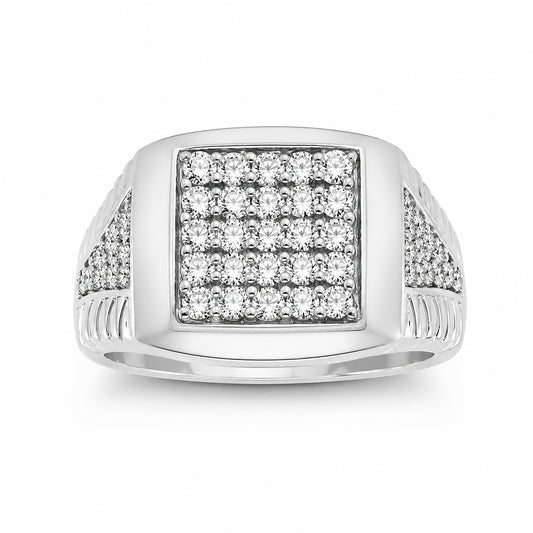 Venturant Lab Grown Diamond (F/VS+) 1.00 carat Round cut Sterling Silver Men's Ring - Sterling Silver | Gold over Silver