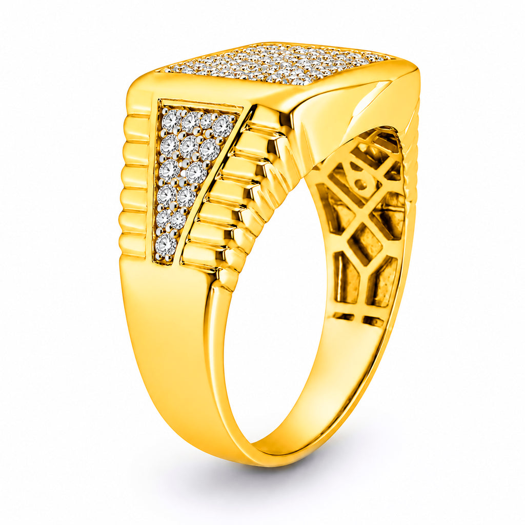 Venturant Lab Grown Diamond (F/VS+) 1.00 carat Round cut Sterling Silver Men's Ring - Sterling Silver | Gold over Silver