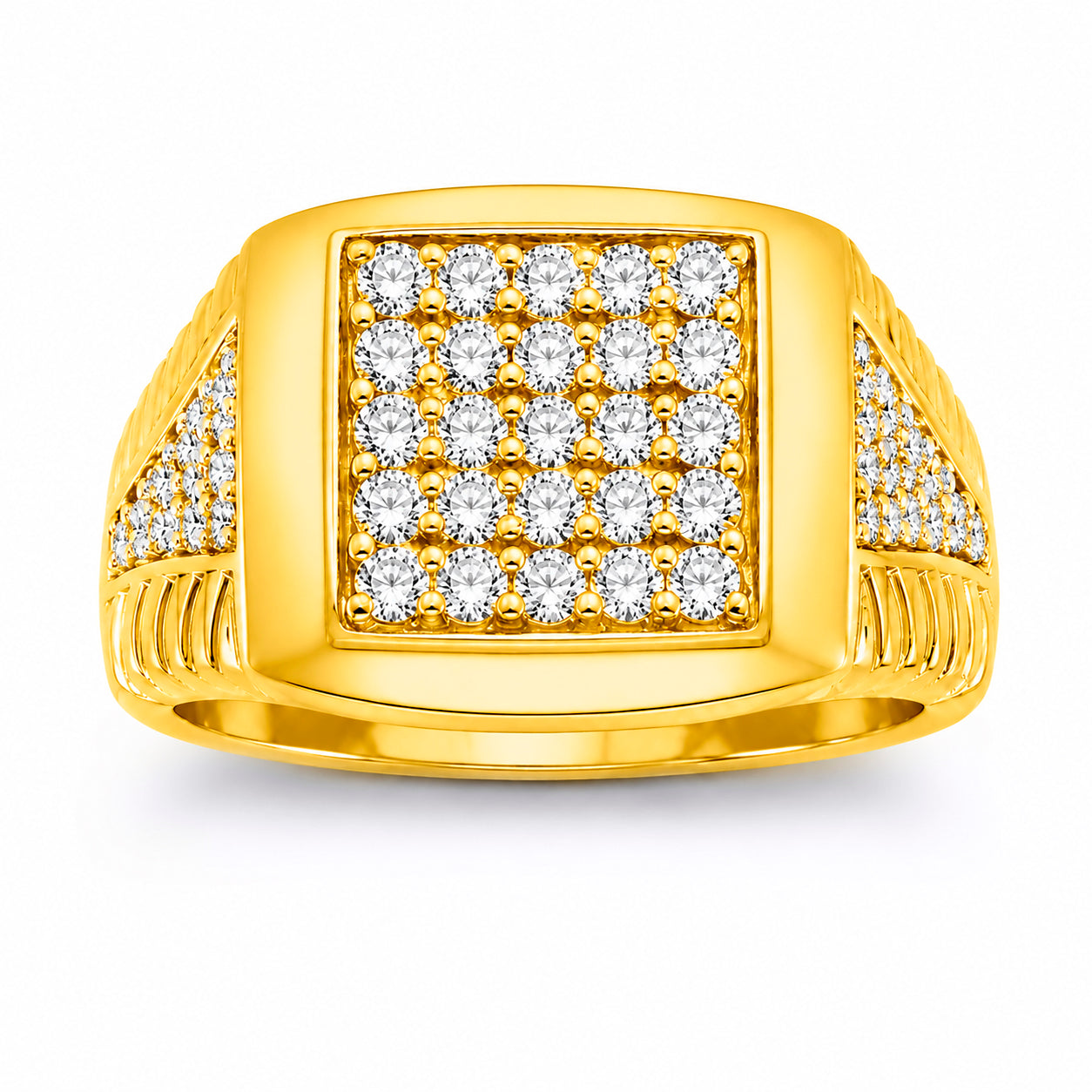 Venturant Lab Grown Diamond (F/VS+) 1.00 carat Round cut Sterling Silver Men's Ring - Sterling Silver | Gold over Silver