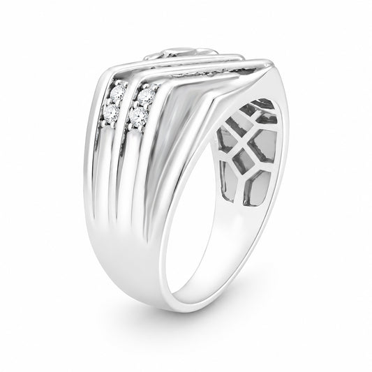 Venturant Lab Grown Diamond (F/VS+) 1.00 carat Round cut Sterling Silver Men's Ring - Sterling Silver | Gold over Silver
