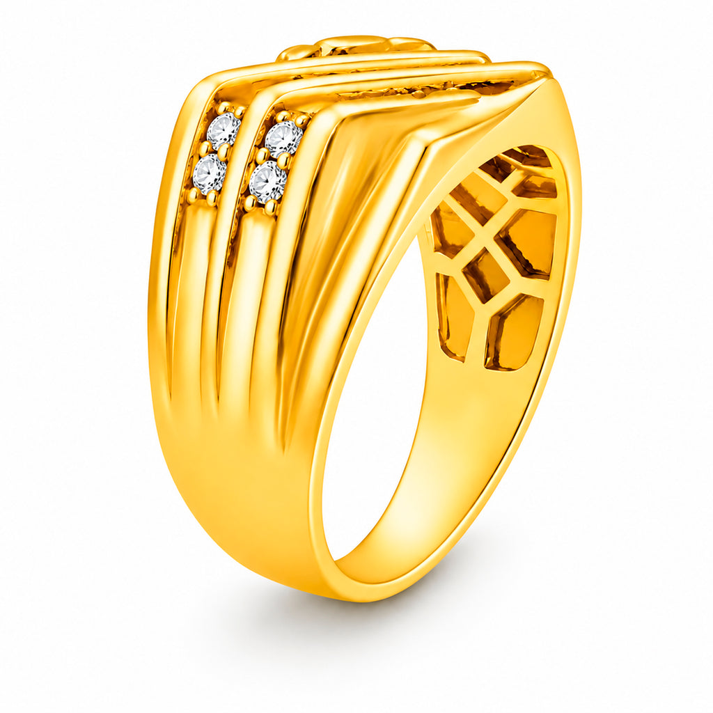 Venturant Lab Grown Diamond (F/VS+) 1.00 carat Round cut Sterling Silver Men's Ring - Sterling Silver | Gold over Silver